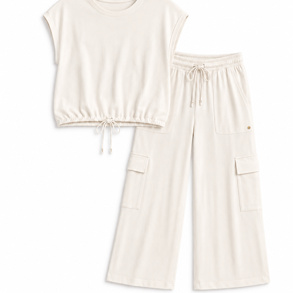 Cap sleeve top & cargo pant set