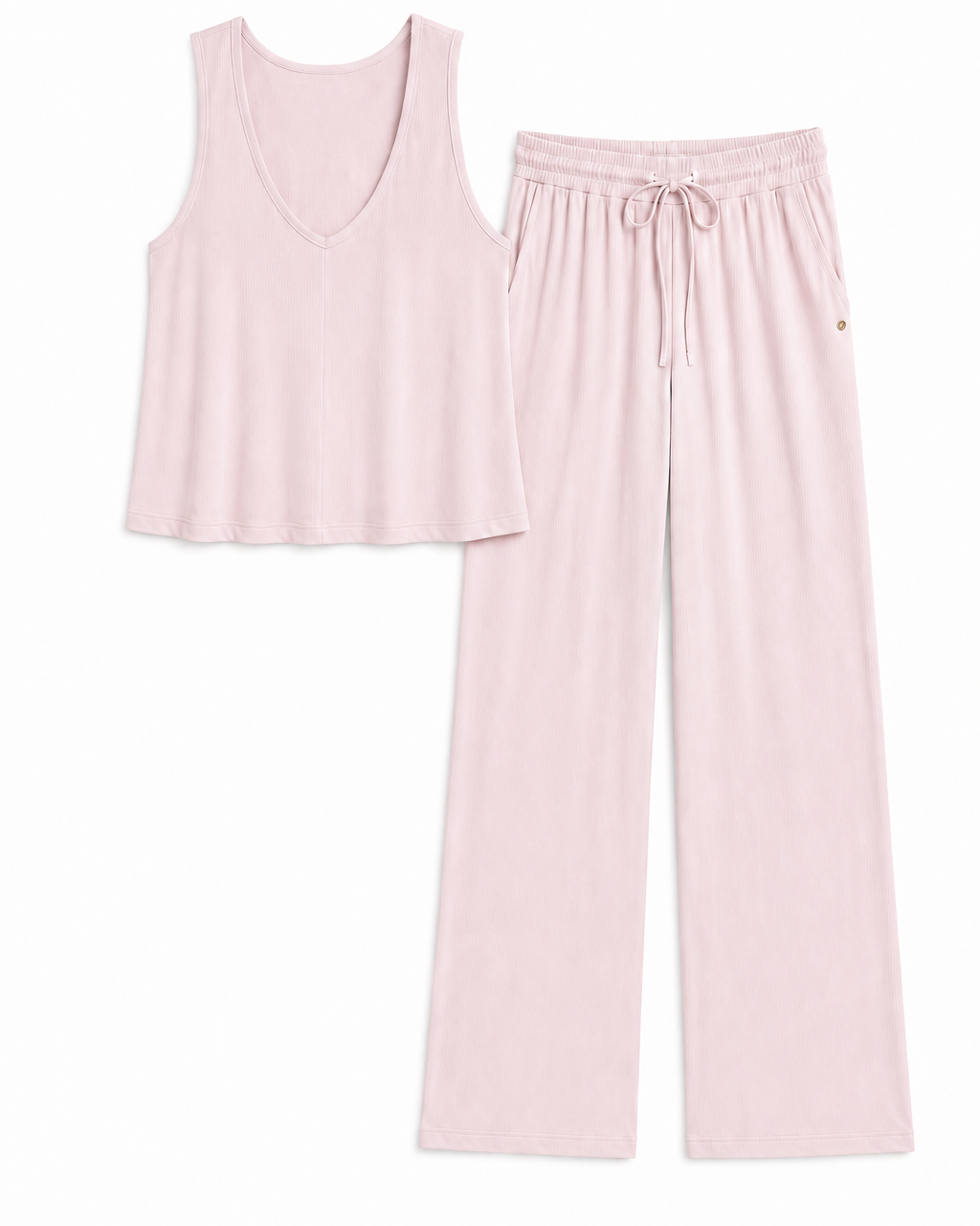 Rib A-line shaped tank & straight leg pant set