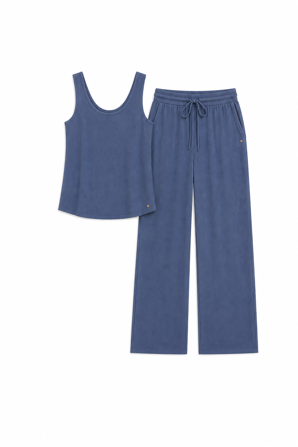 Rib A-line shaped tank & straight leg pant set