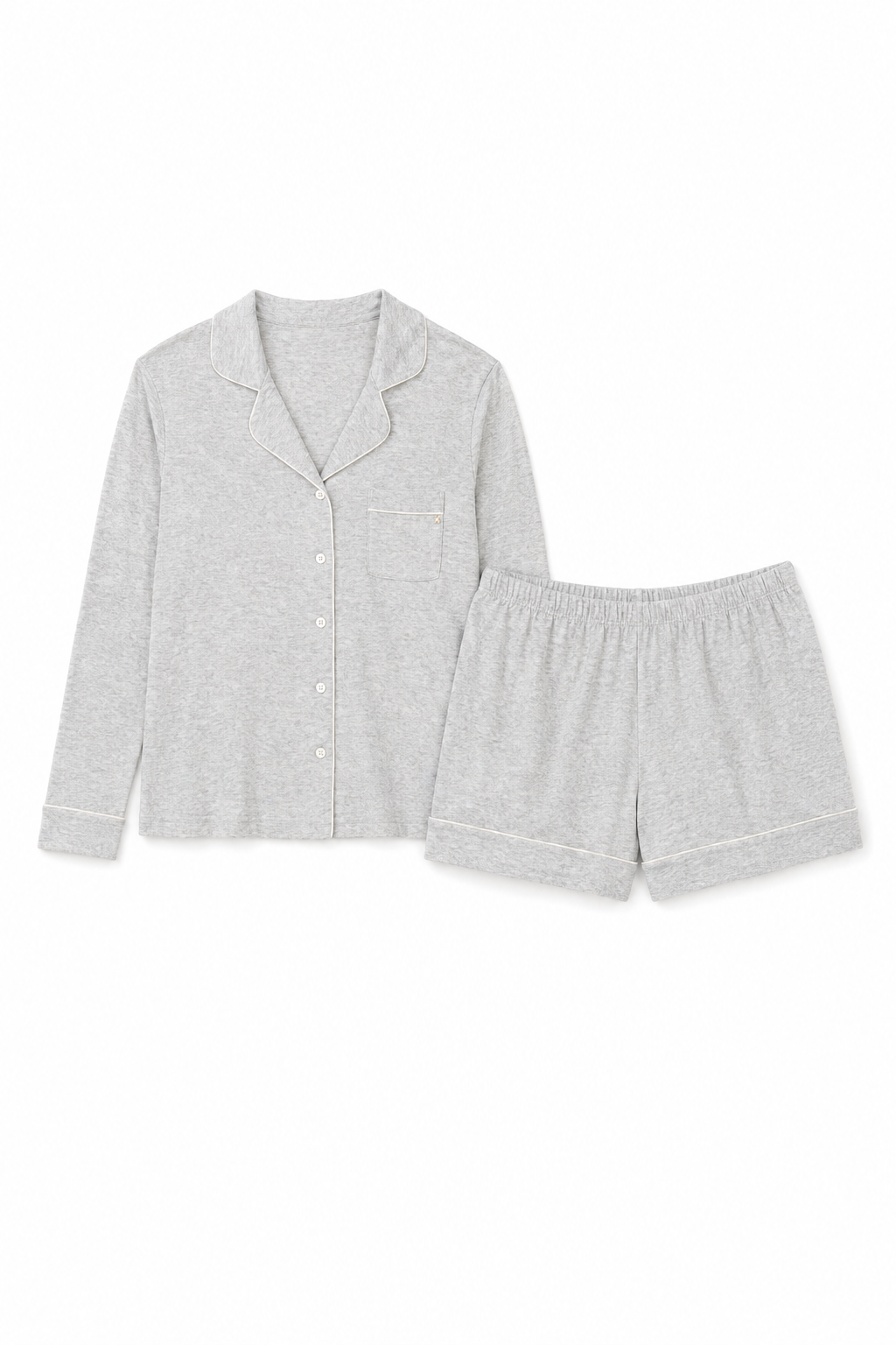 Longe Sleeve Notch Collar Top & Short Set