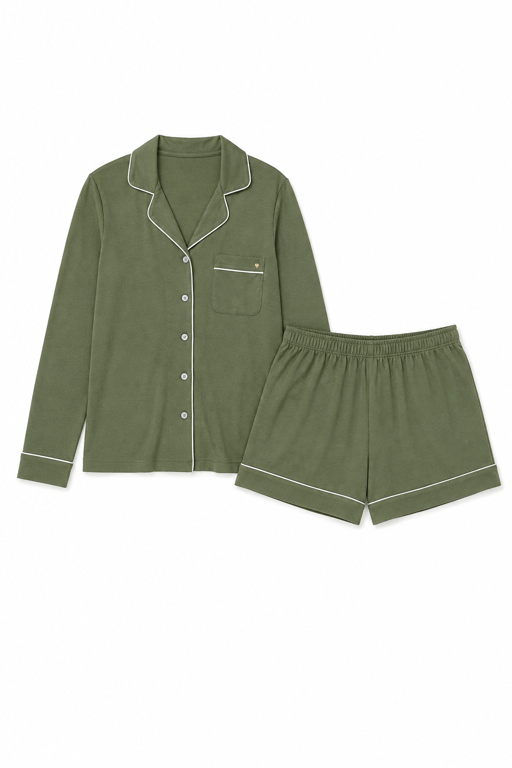 Longe Sleeve Notch Collar Top & Short Set