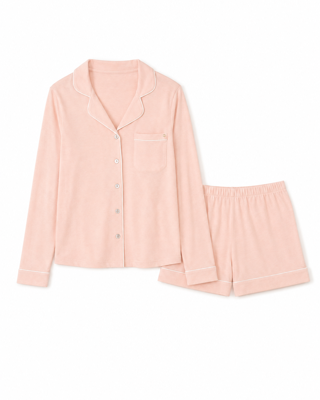 Longe Sleeve Notch Collar Top & Short Set