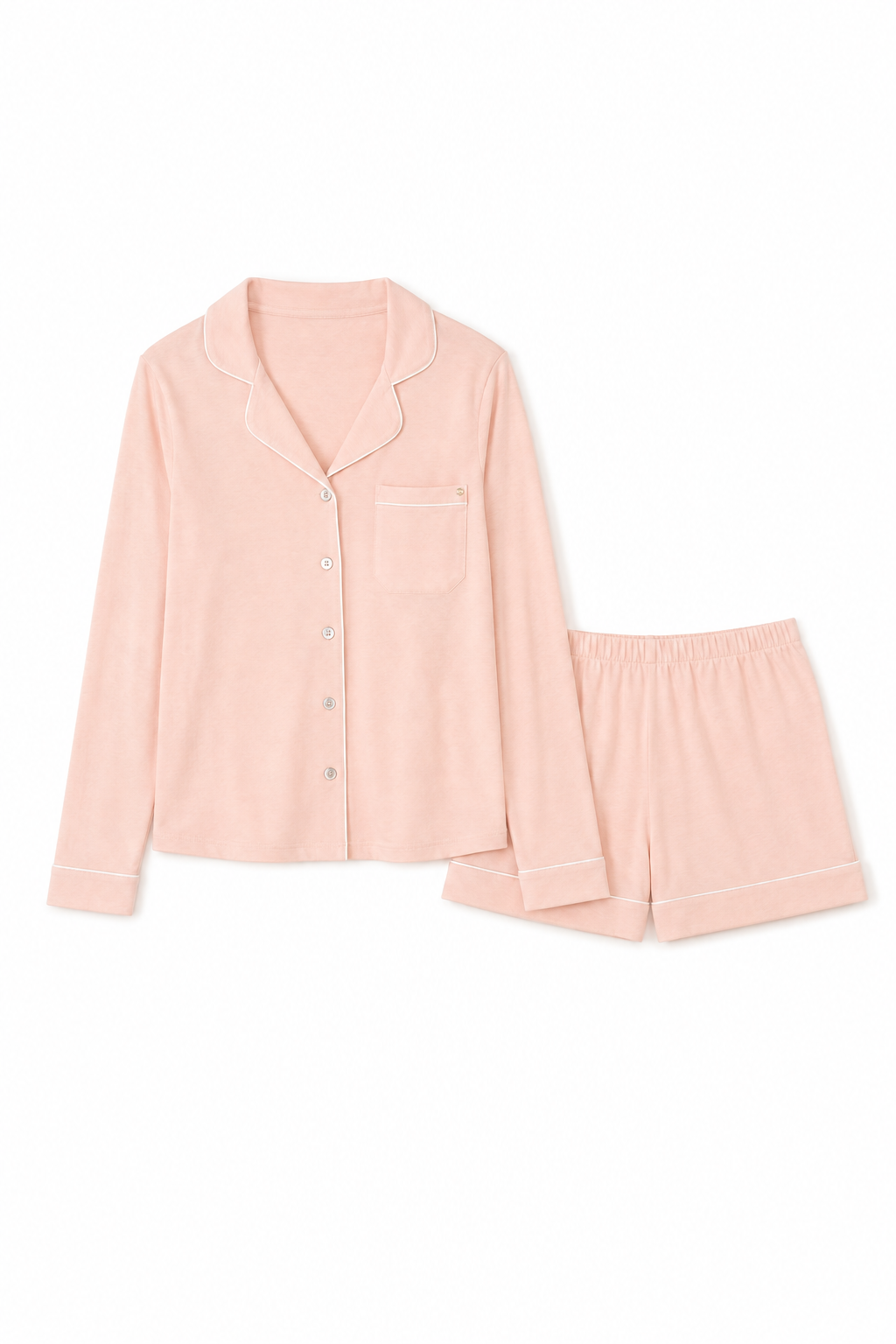 Longe Sleeve Notch Collar Top & Short Set
