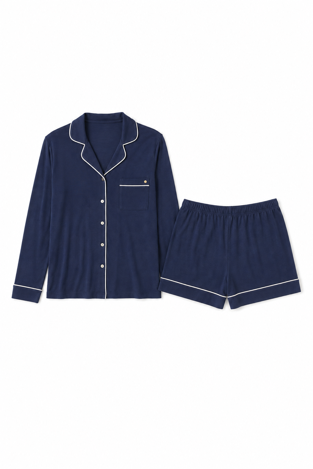 Longe Sleeve Notch Collar Top & Short Set