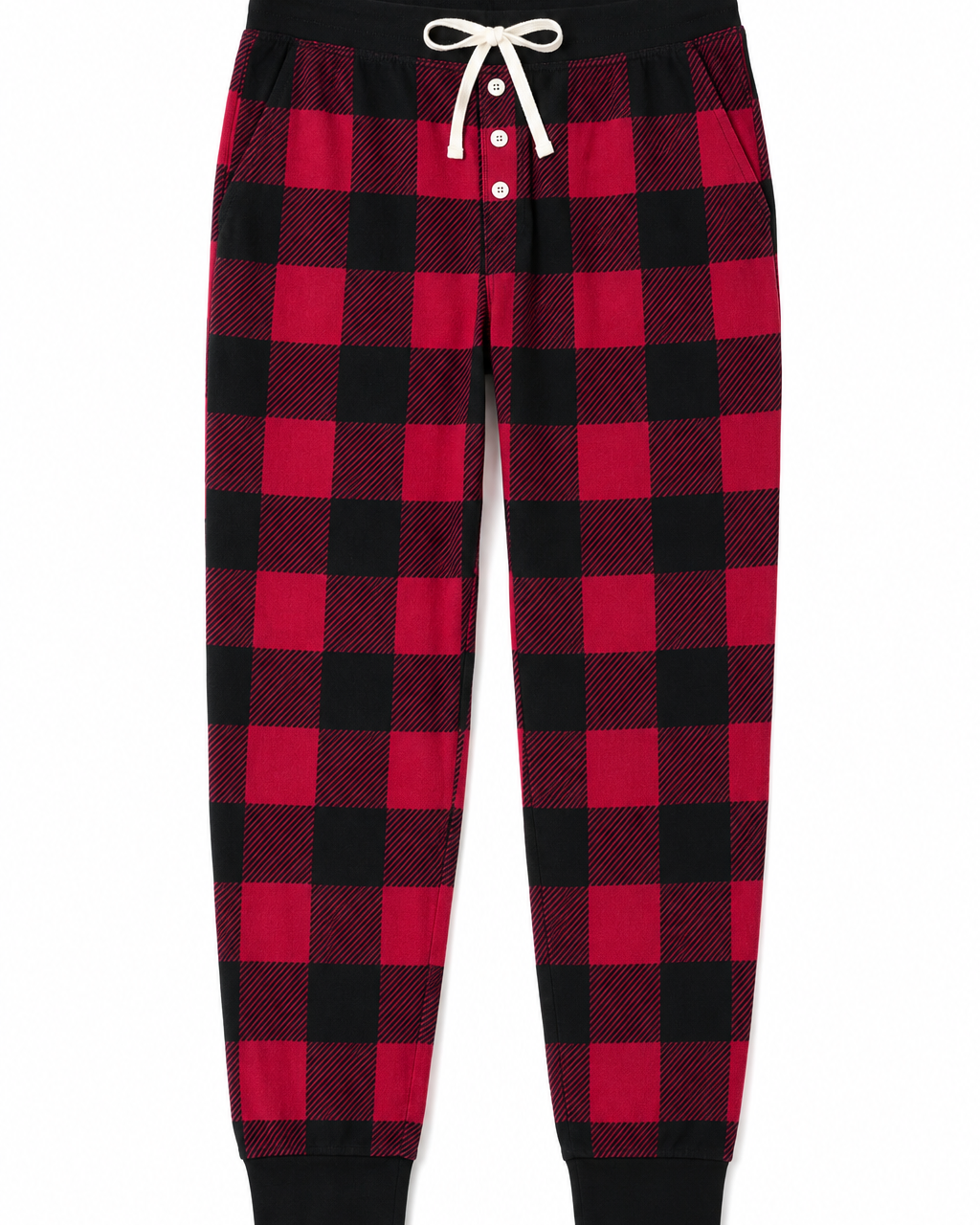 Stay-At-Home Lounge Jogger - Deep Red Buffalo Plaid
