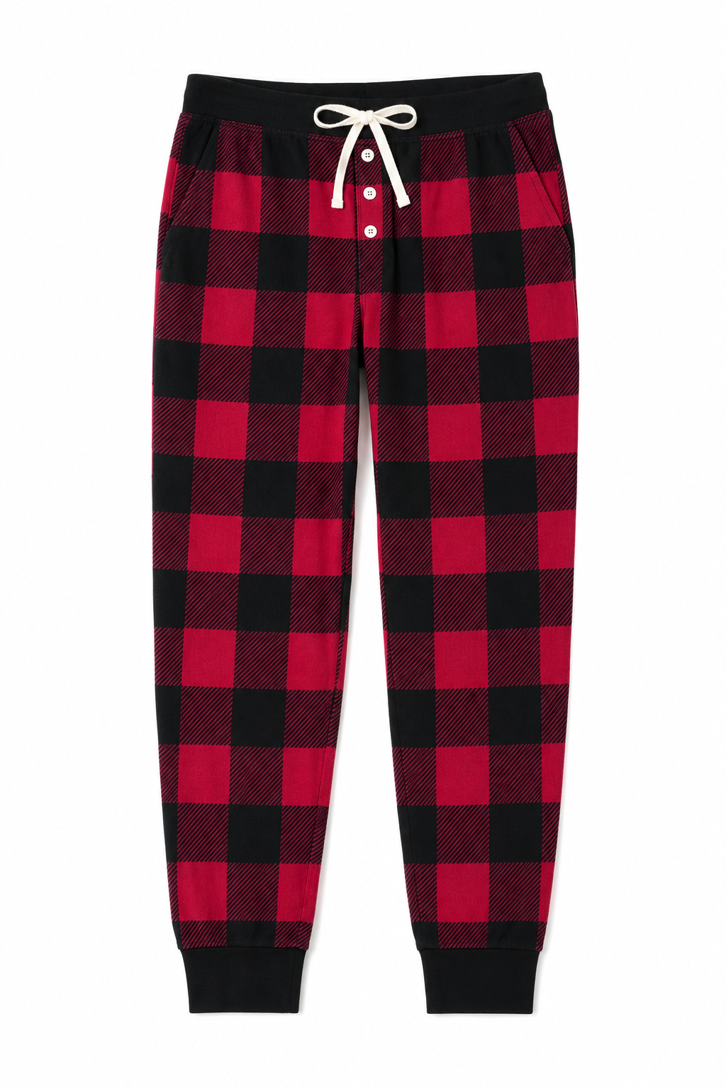 Stay-At-Home Lounge Jogger - Deep Red Buffalo Plaid
