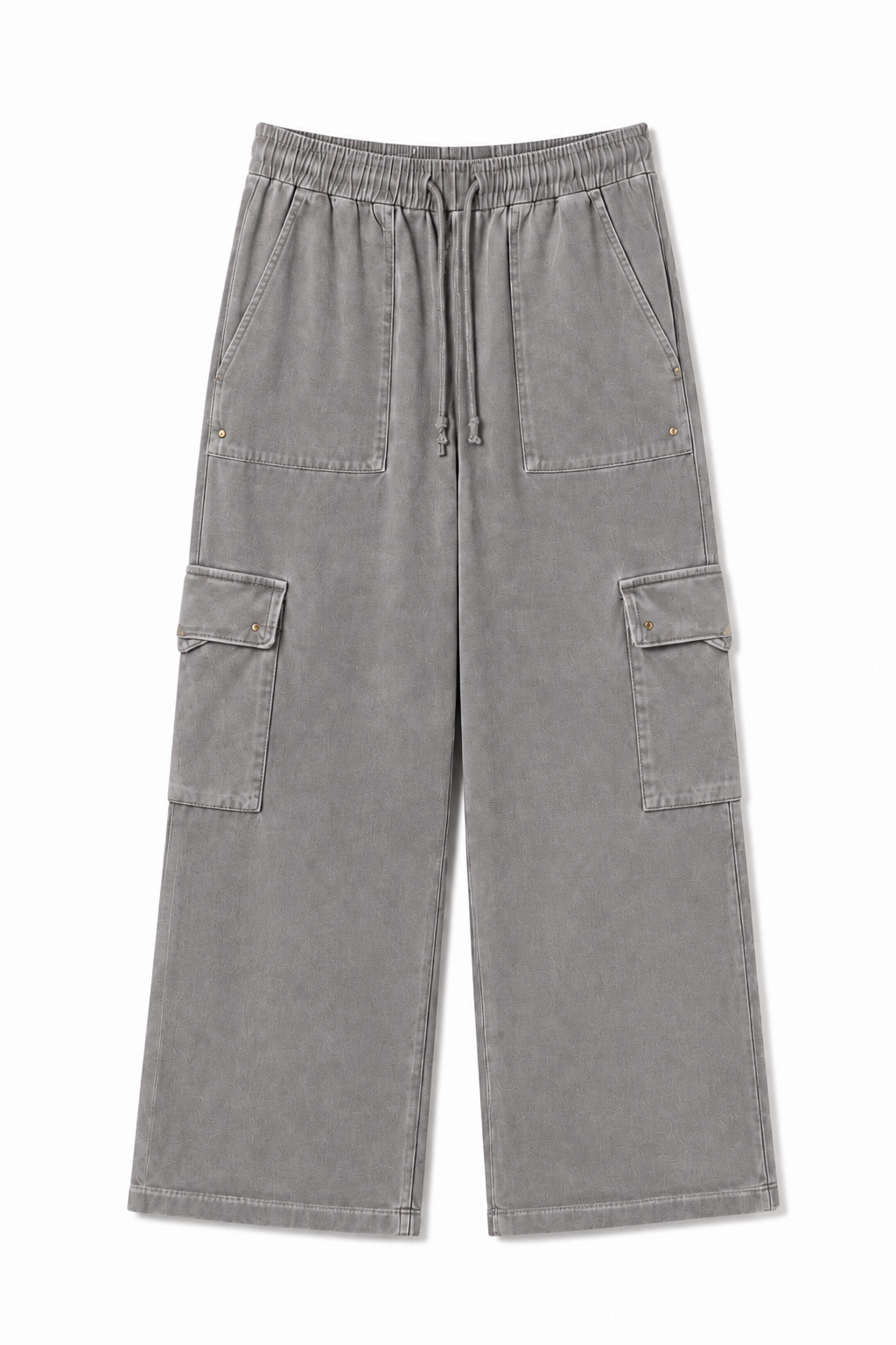 French Terry Wide Leg Cargo Pants