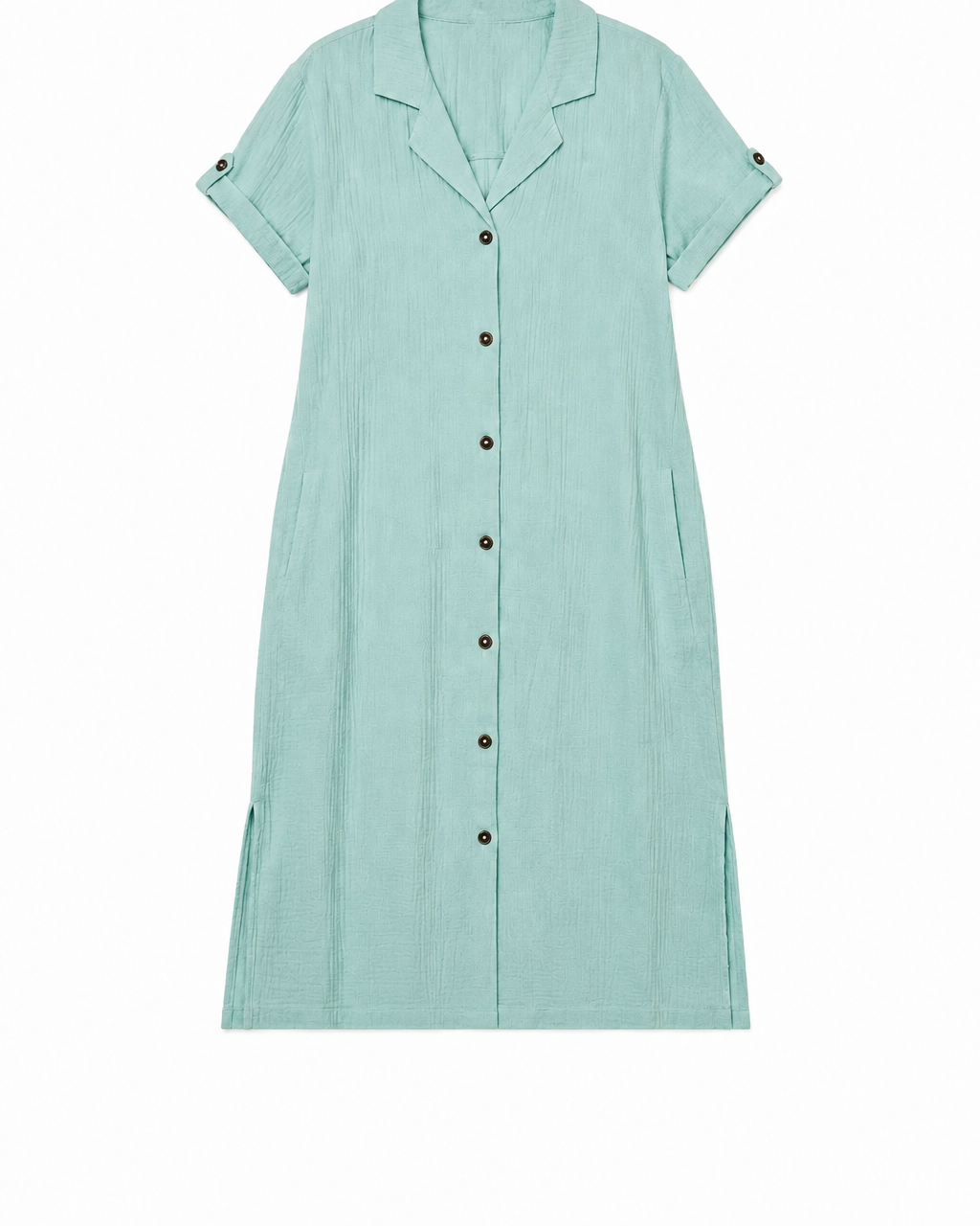 Crinkled Cotton Gauze Shirt Dress