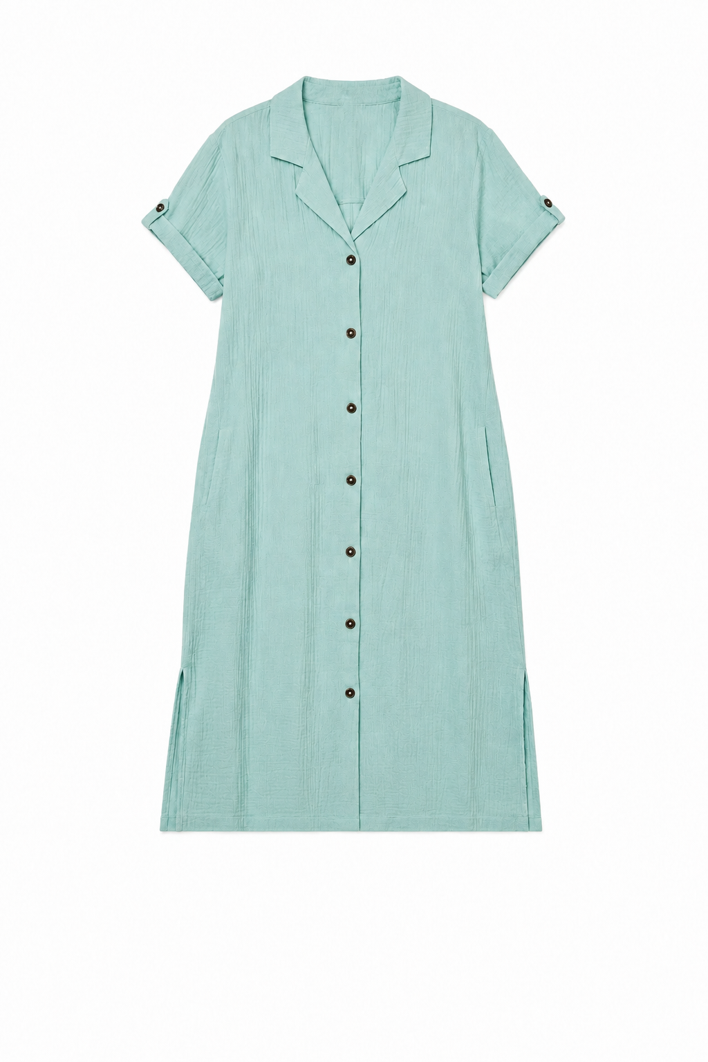 Crinkled Cotton Gauze Shirt Dress