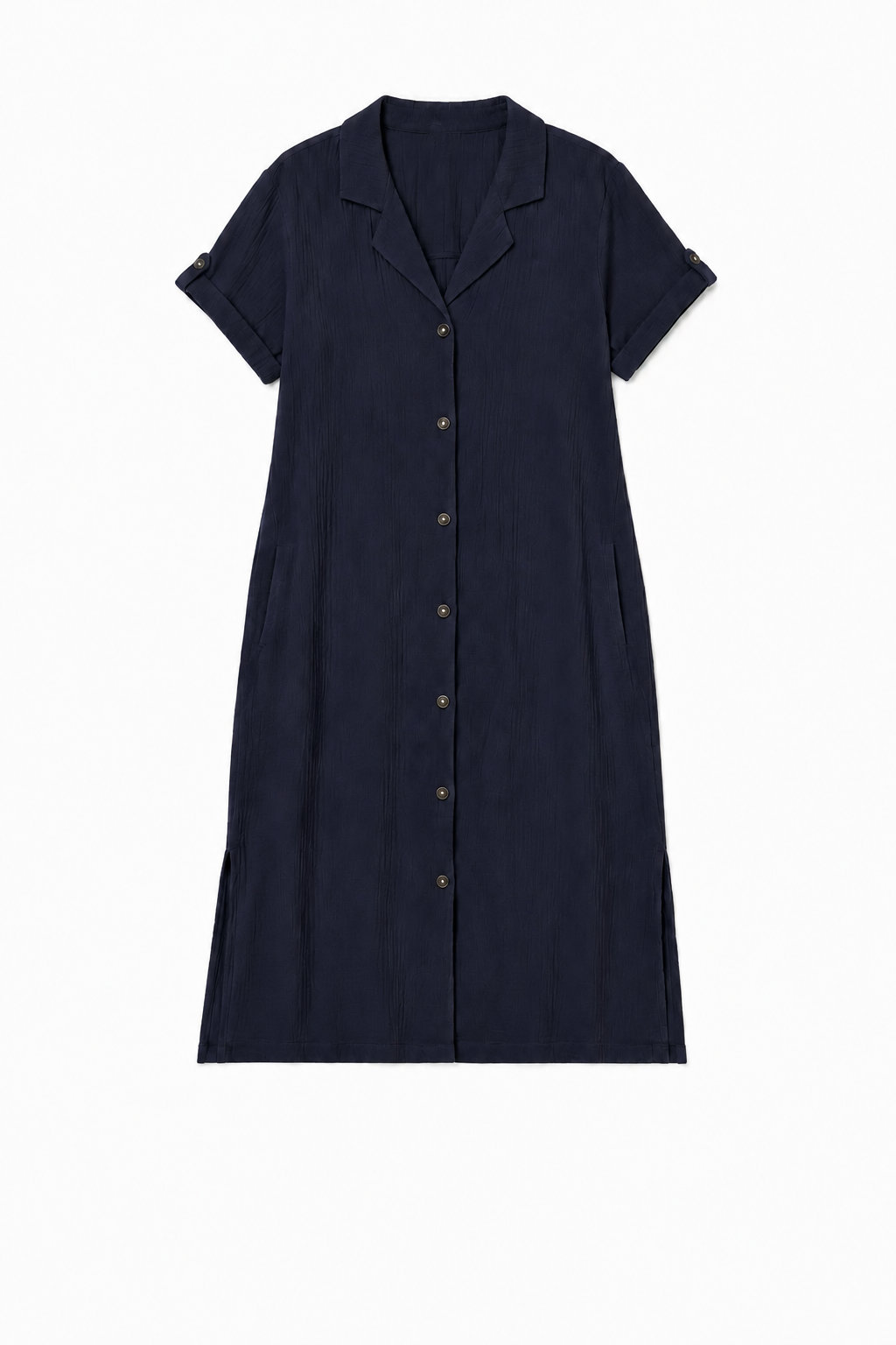 Crinkled Cotton Gauze Shirt Dress