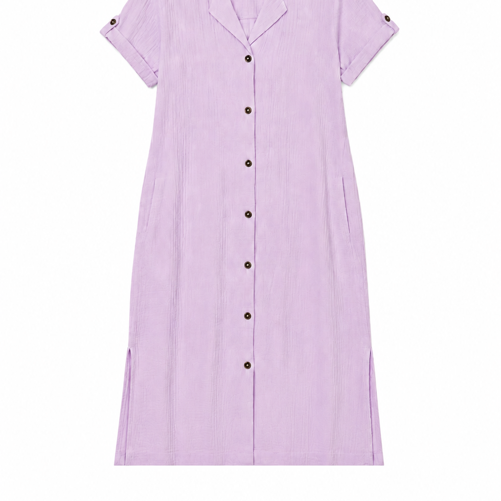 Crinkled Cotton Gauze Shirt Dress