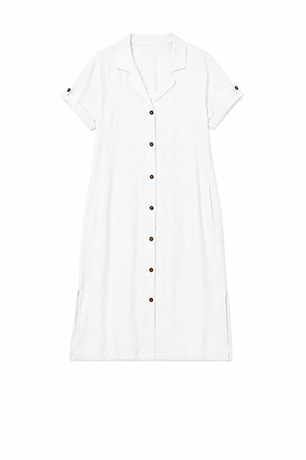 Crinkled Cotton Gauze Shirt Dress