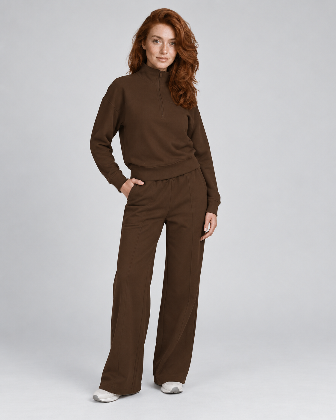ORGANIC COTTON COZY WIDE LEG PANT WITH SEAMING DETAIL