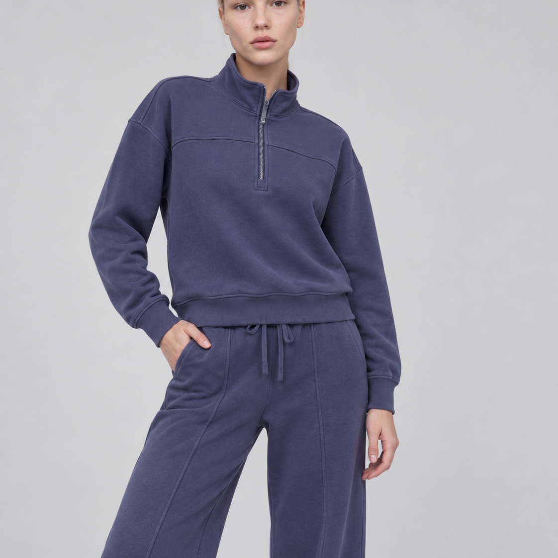 ORGANIC COTTON COZY HALF-ZIP SWEATSHIRT