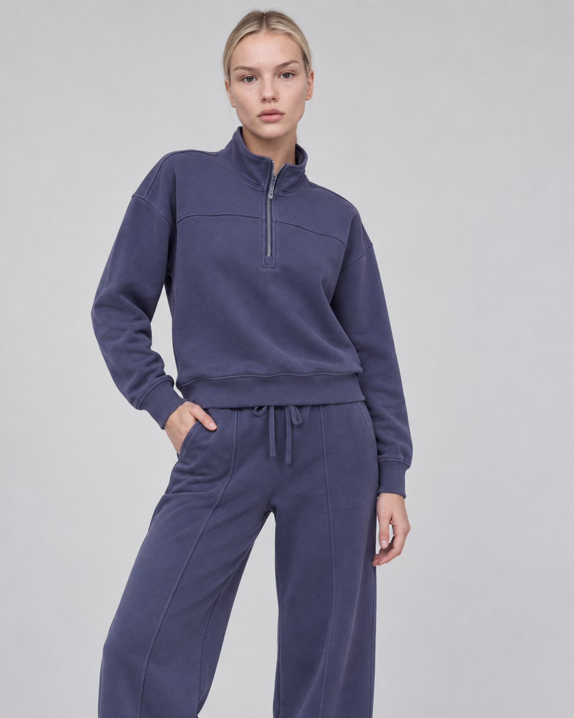 ORGANIC COTTON COZY HALF-ZIP SWEATSHIRT