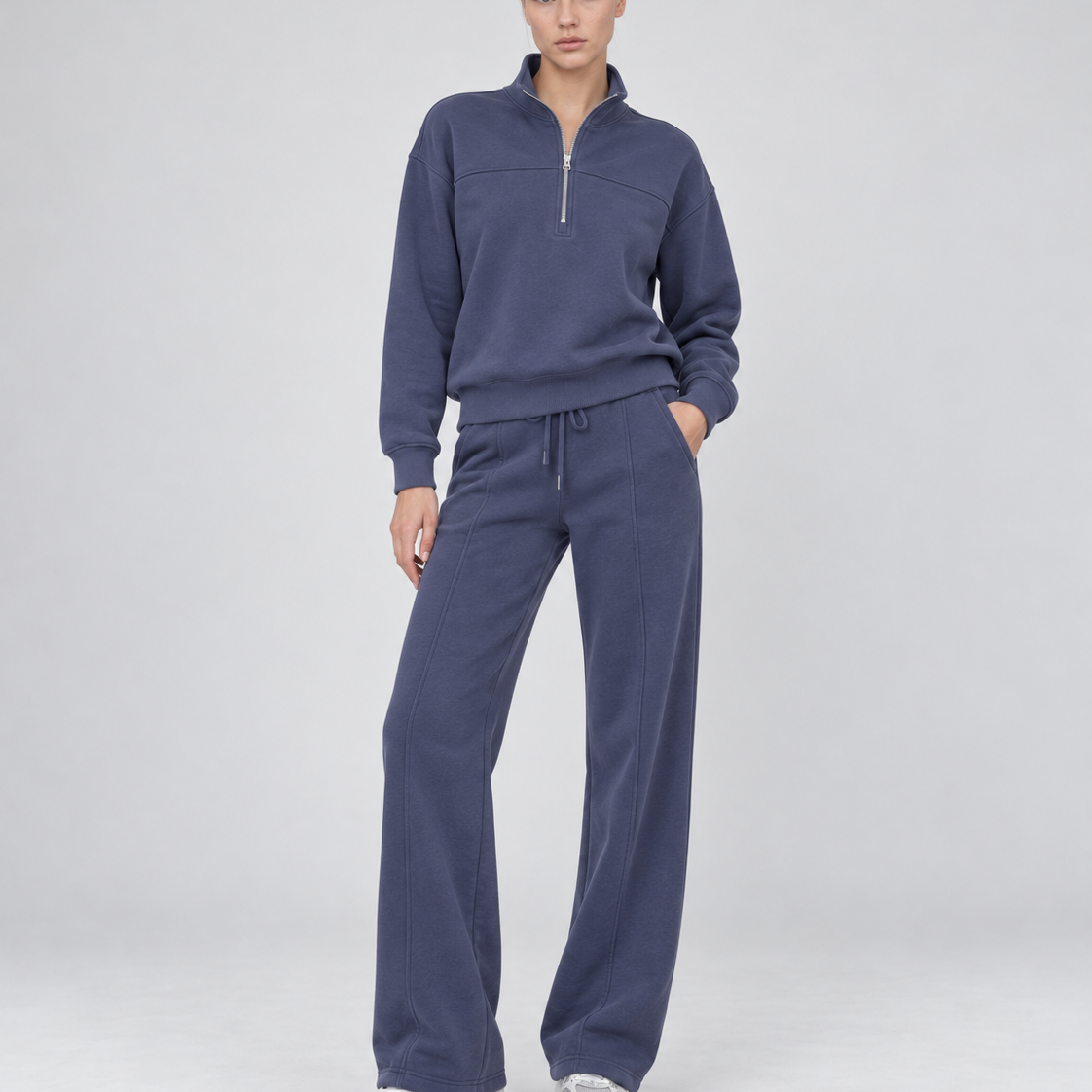 ORGANIC COTTON COZY WIDE LEG PANT WITH SEAMING DETAIL