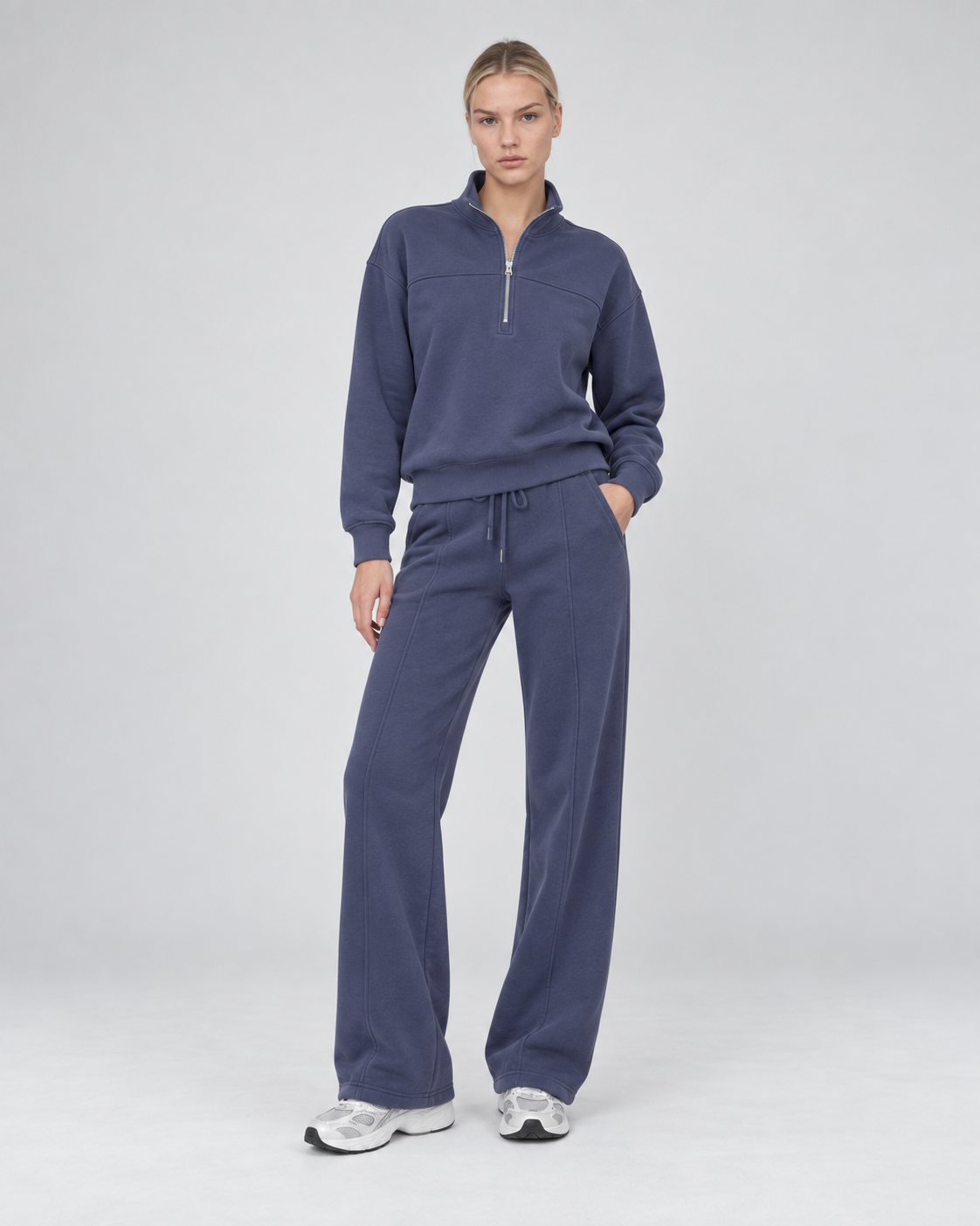 ORGANIC COTTON COZY WIDE LEG PANT WITH SEAMING DETAIL