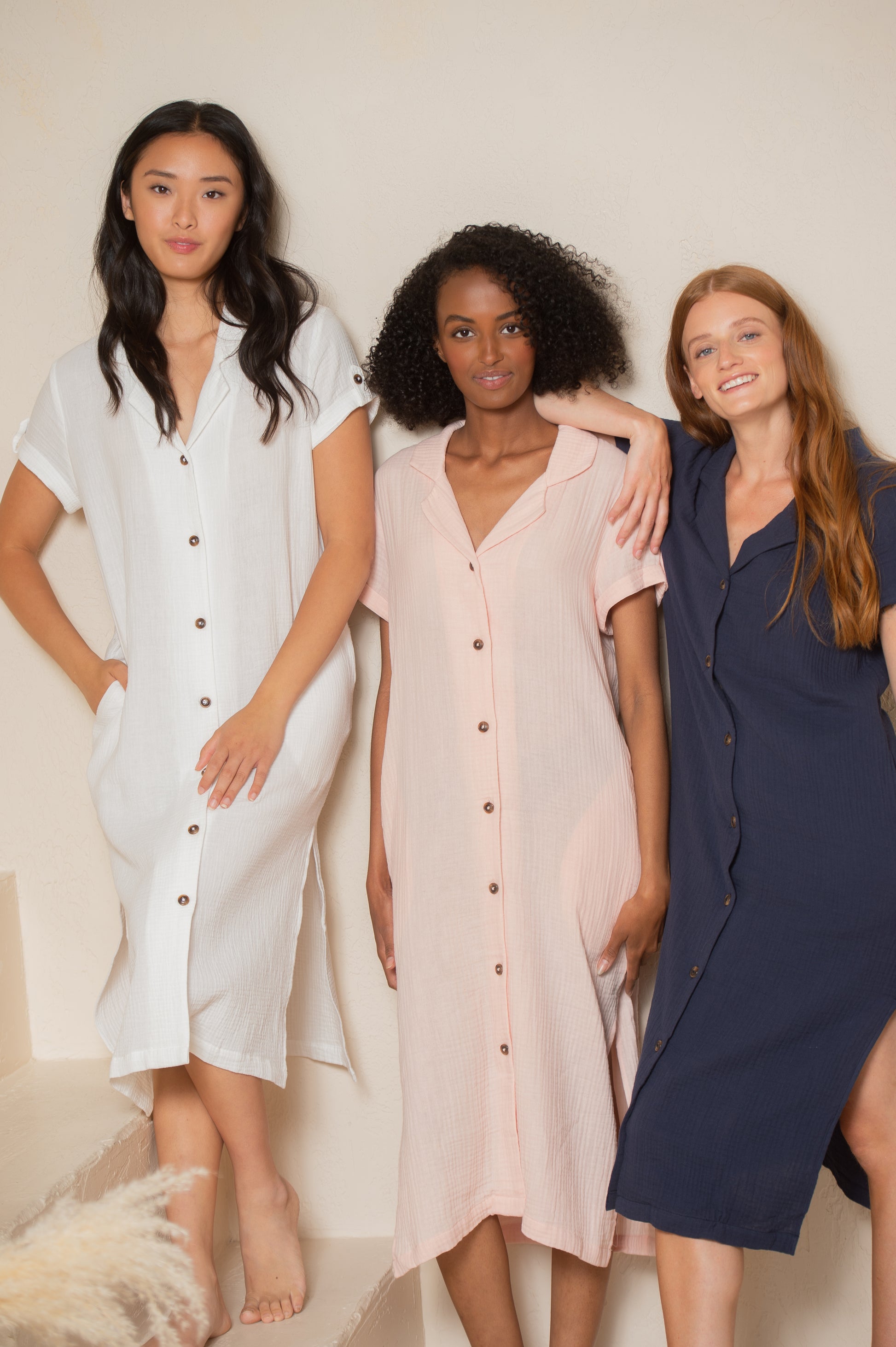 women's gauze shirt dress Phoebe Versatile Cotton Gauze Shirt Dress White / L/XL