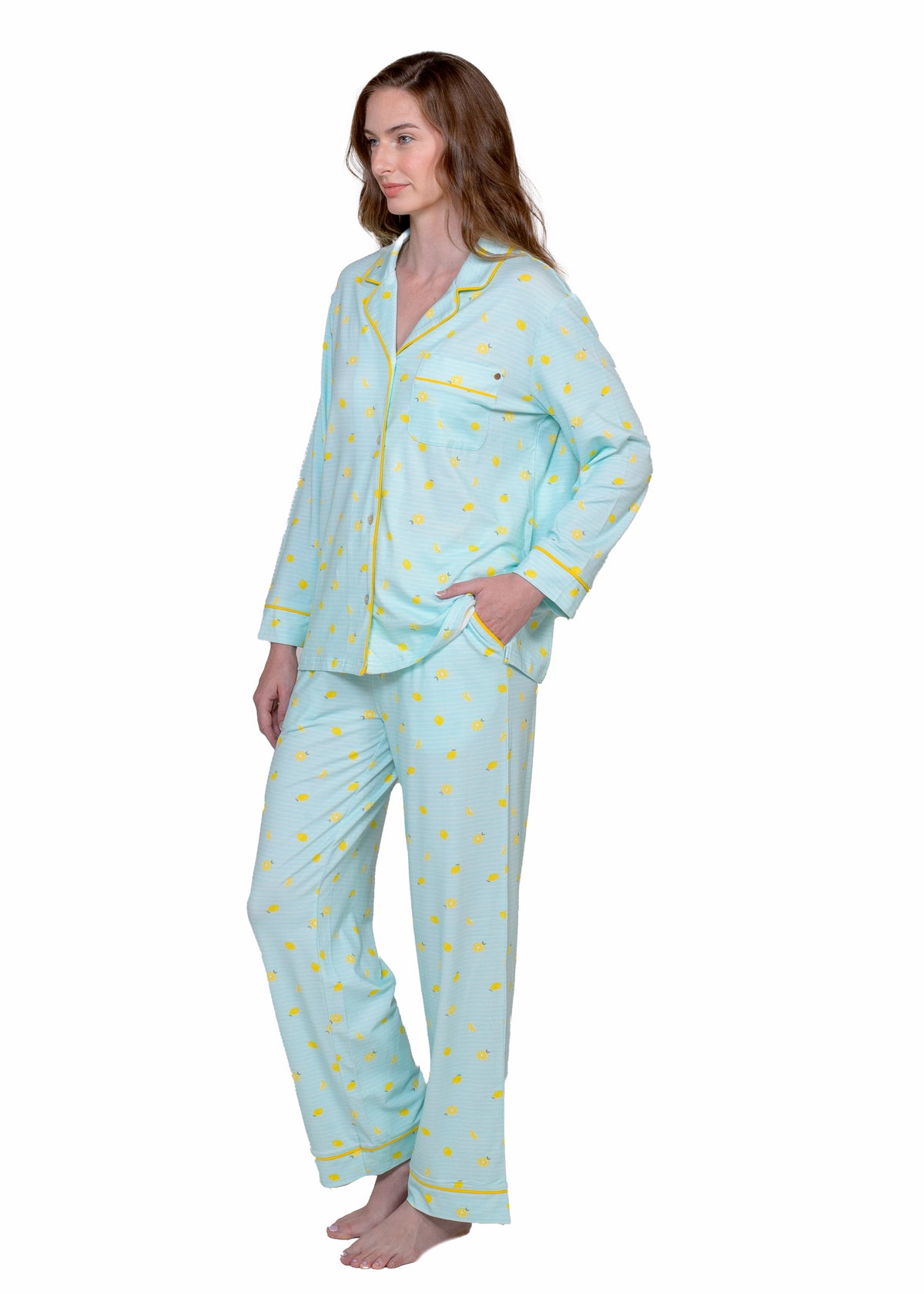 NOTCH COLLAR LS TOP PANT PAJAMA SET