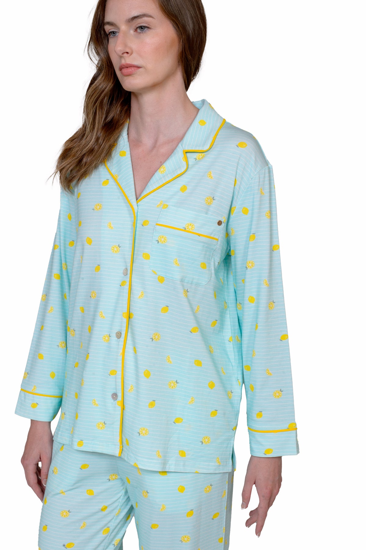 NOTCH COLLAR LS TOP PANT PAJAMA SET