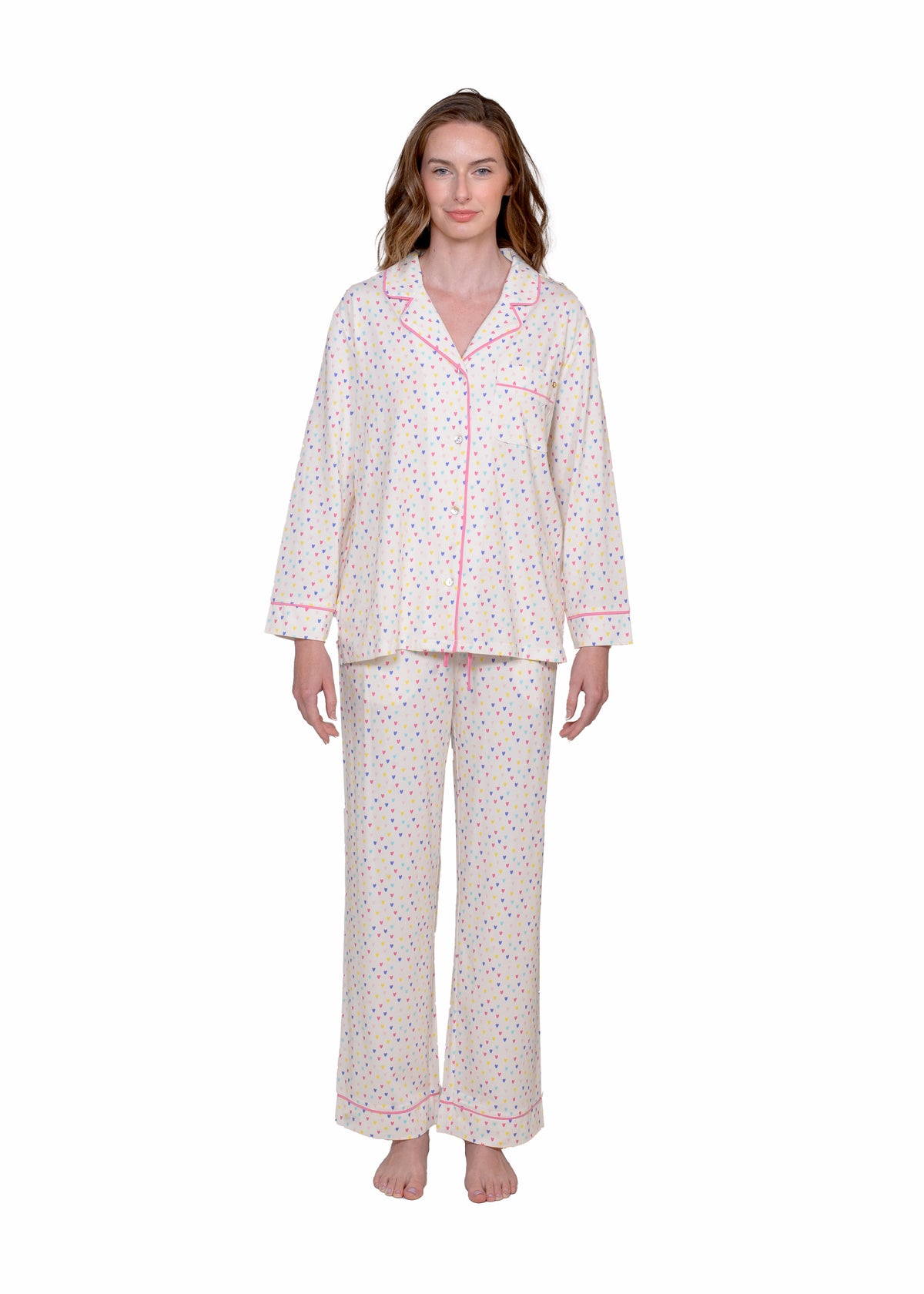 NOTCH COLLAR LS TOP PANT PAJAMA SET