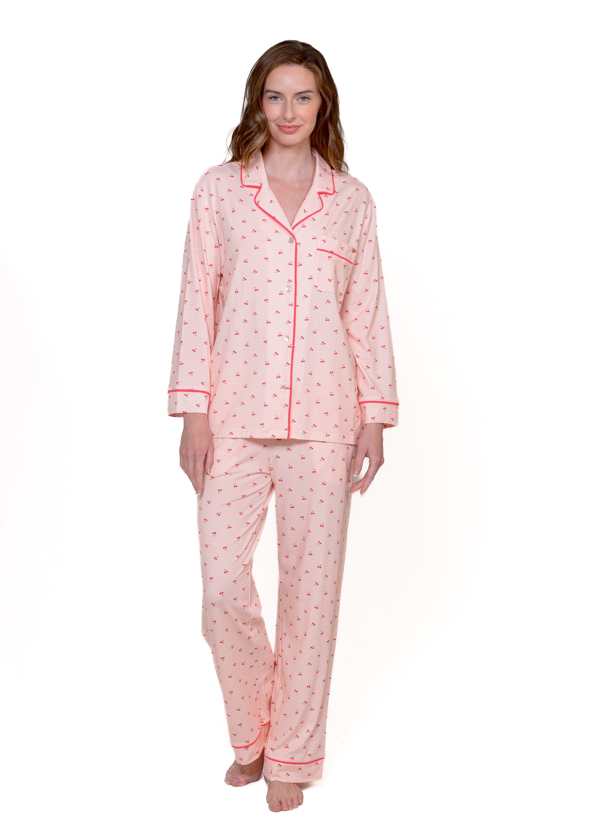 NOTCH COLLAR LS TOP PANT PAJAMA SET