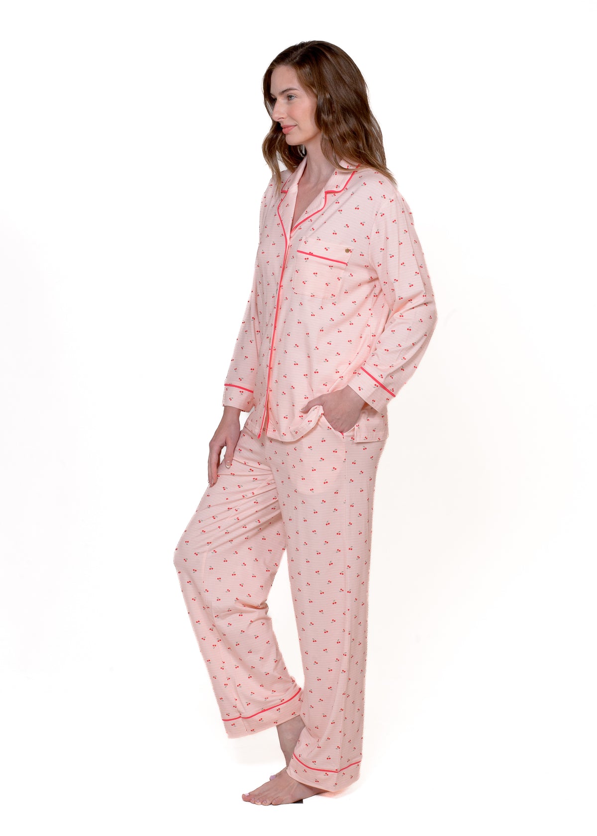 NOTCH COLLAR LS TOP PANT PAJAMA SET