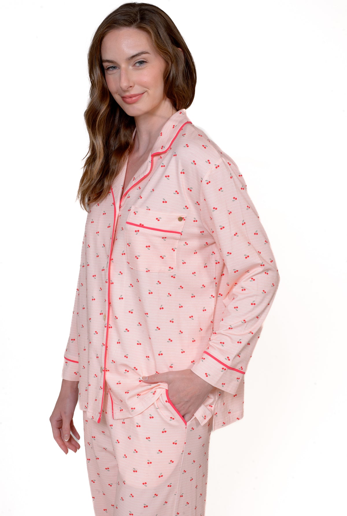 NOTCH COLLAR LS TOP PANT PAJAMA SET