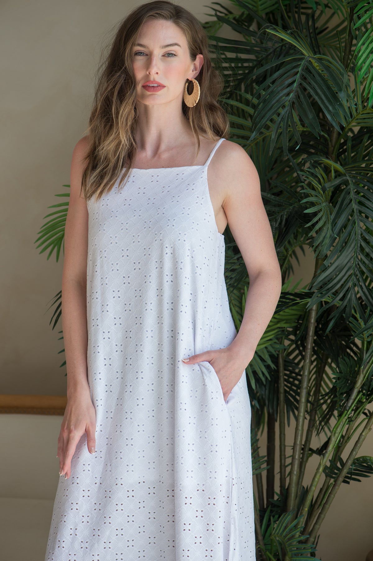 EYELET MAXI DRESS