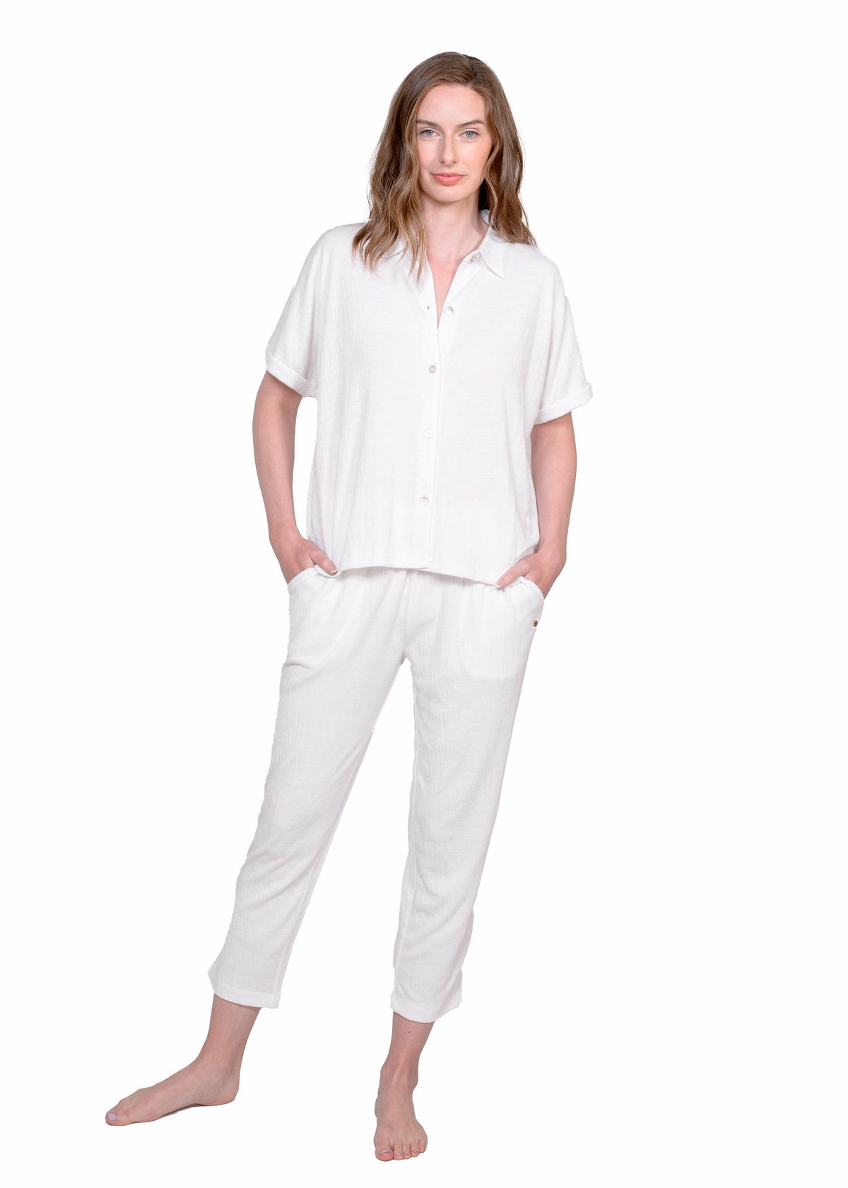 BUTTON FRONT TOP & TAPERED PANT SET