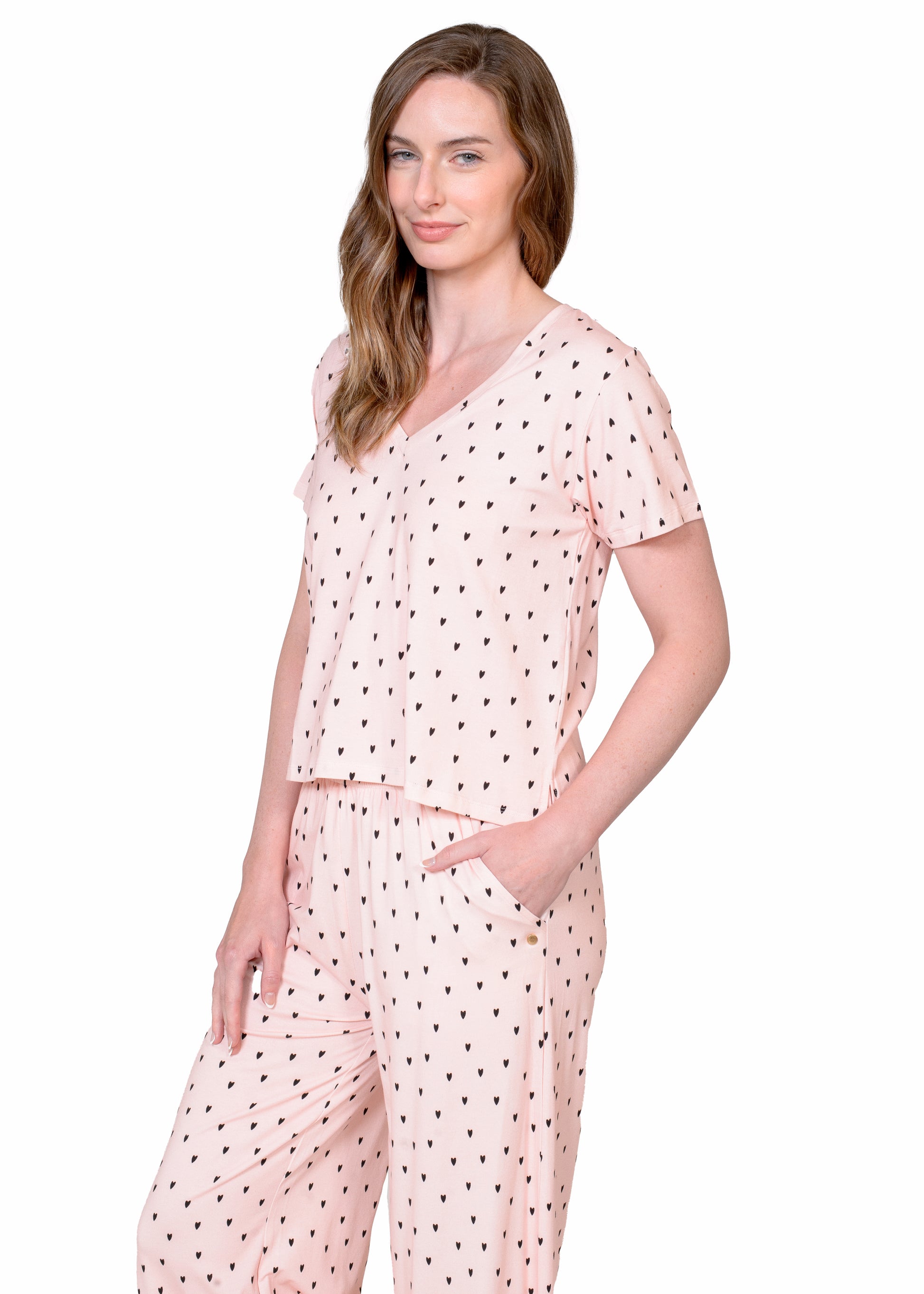 V-Neck Tee & Wide Leg Lounge Pant Set