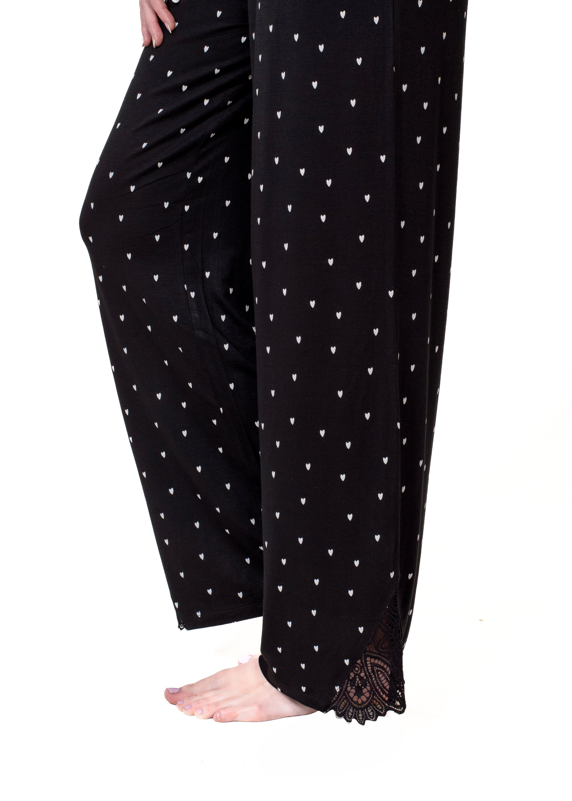 Lace Notch Collar Pant Set