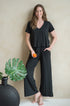 V NECK TEE & WIDE LEG LOUNGE PANT SET