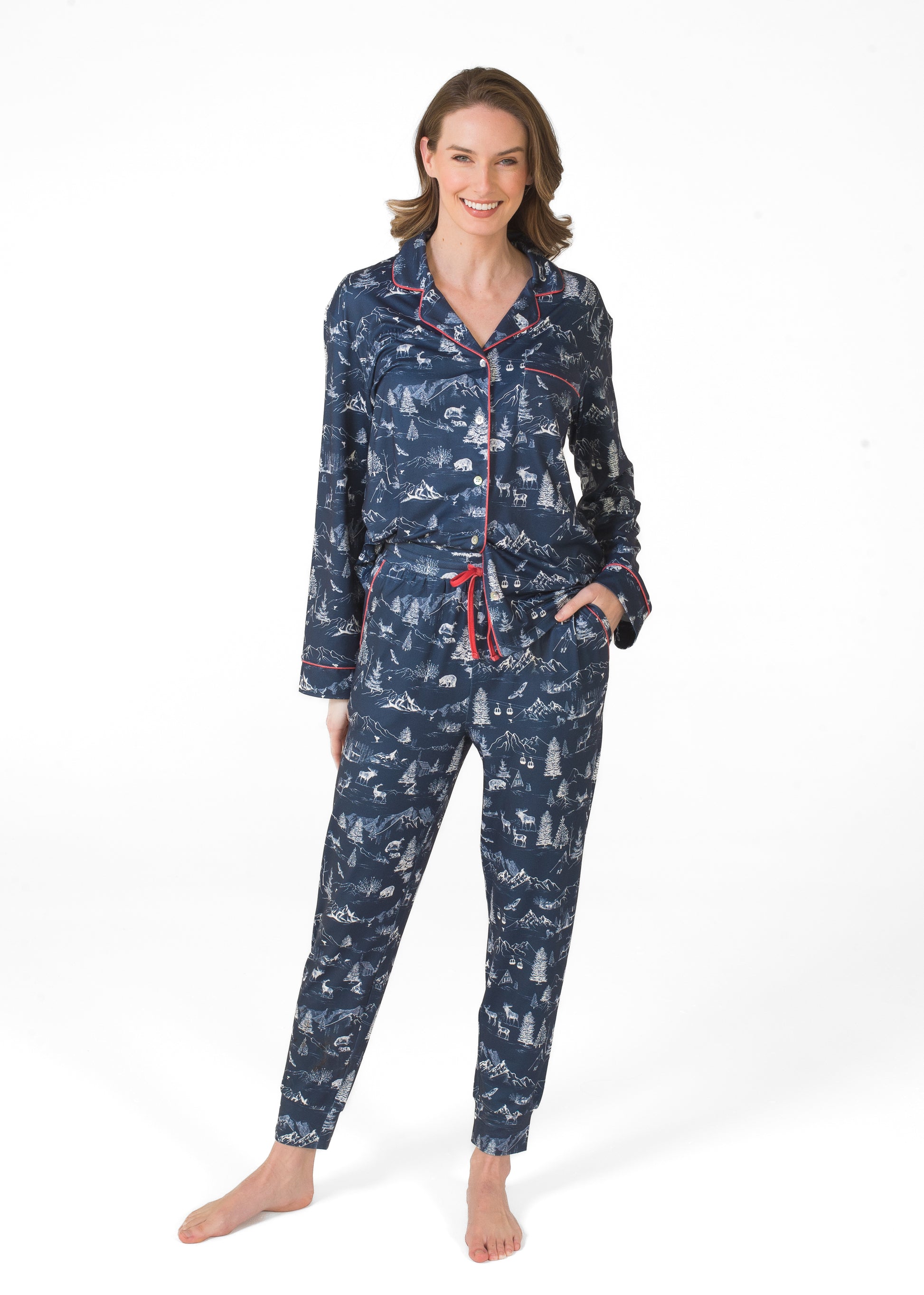 Notch Collar Top & Jogger Pajama Gift Set
