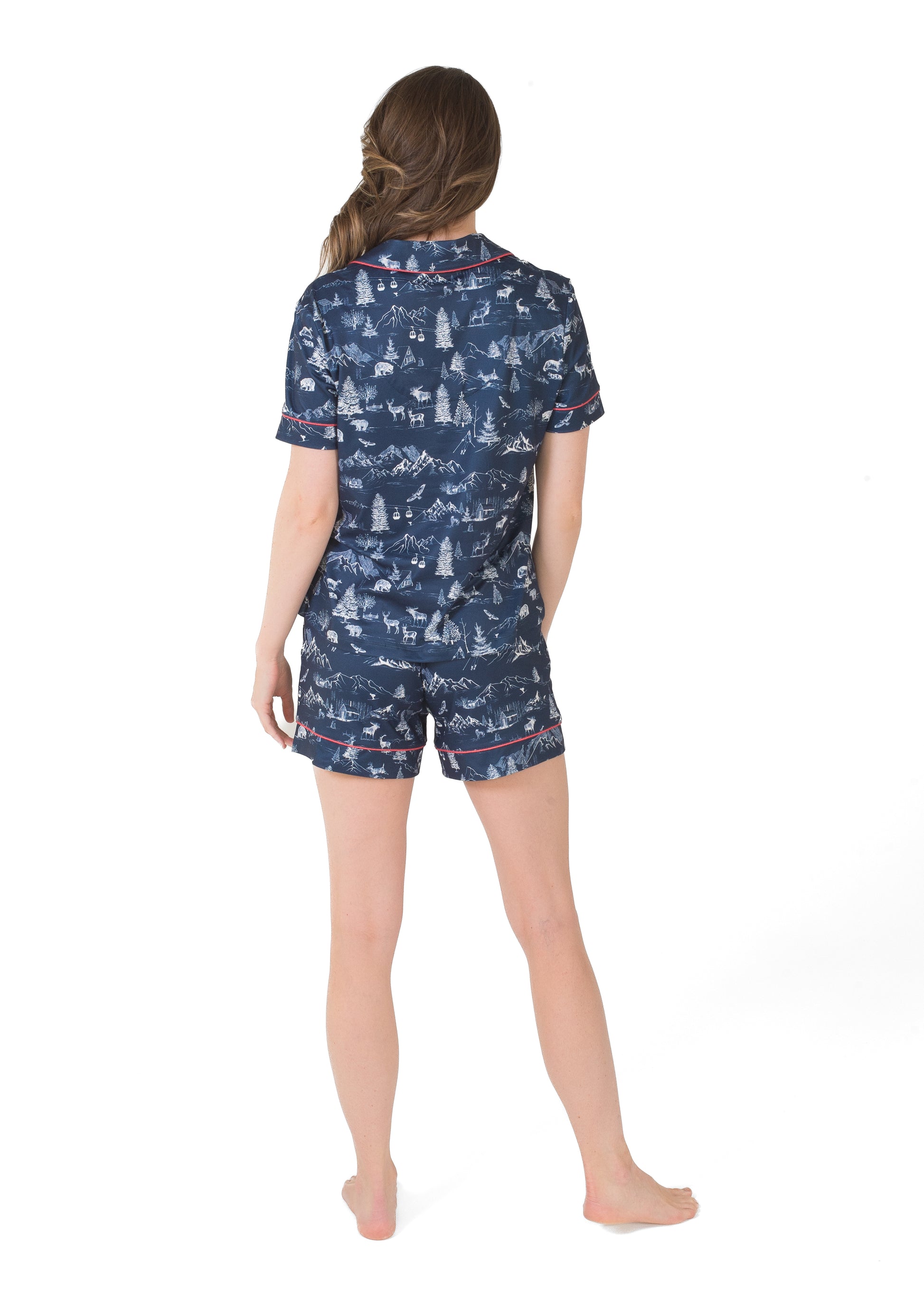Short Sleeve Notch Collar Top & Short Pajama Gift Set
