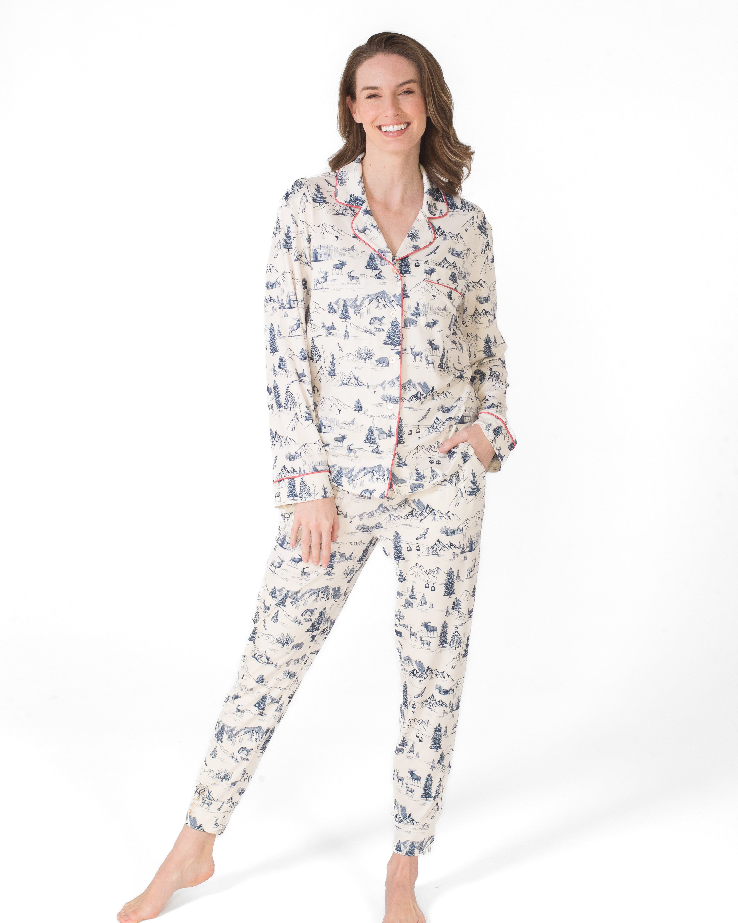 Notch Collar Top & Jogger Pajama Gift Set