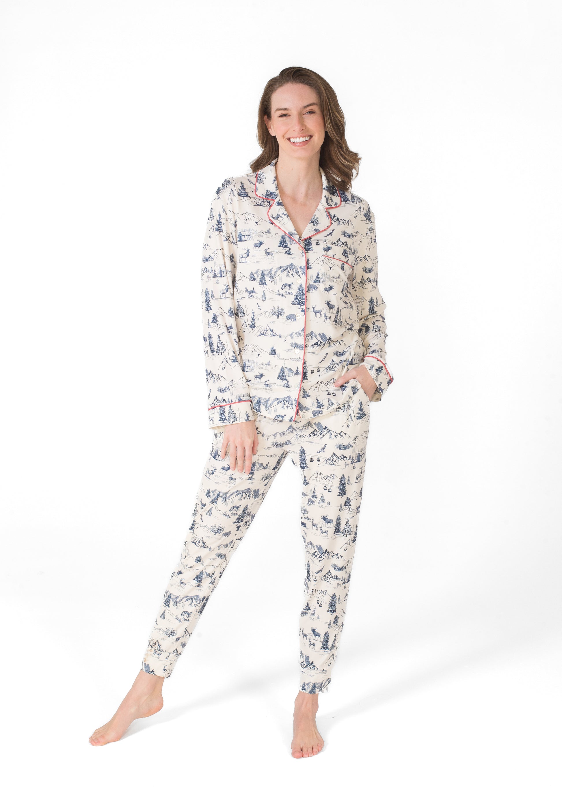 Notch Collar Top & Jogger Pajama Gift Set
