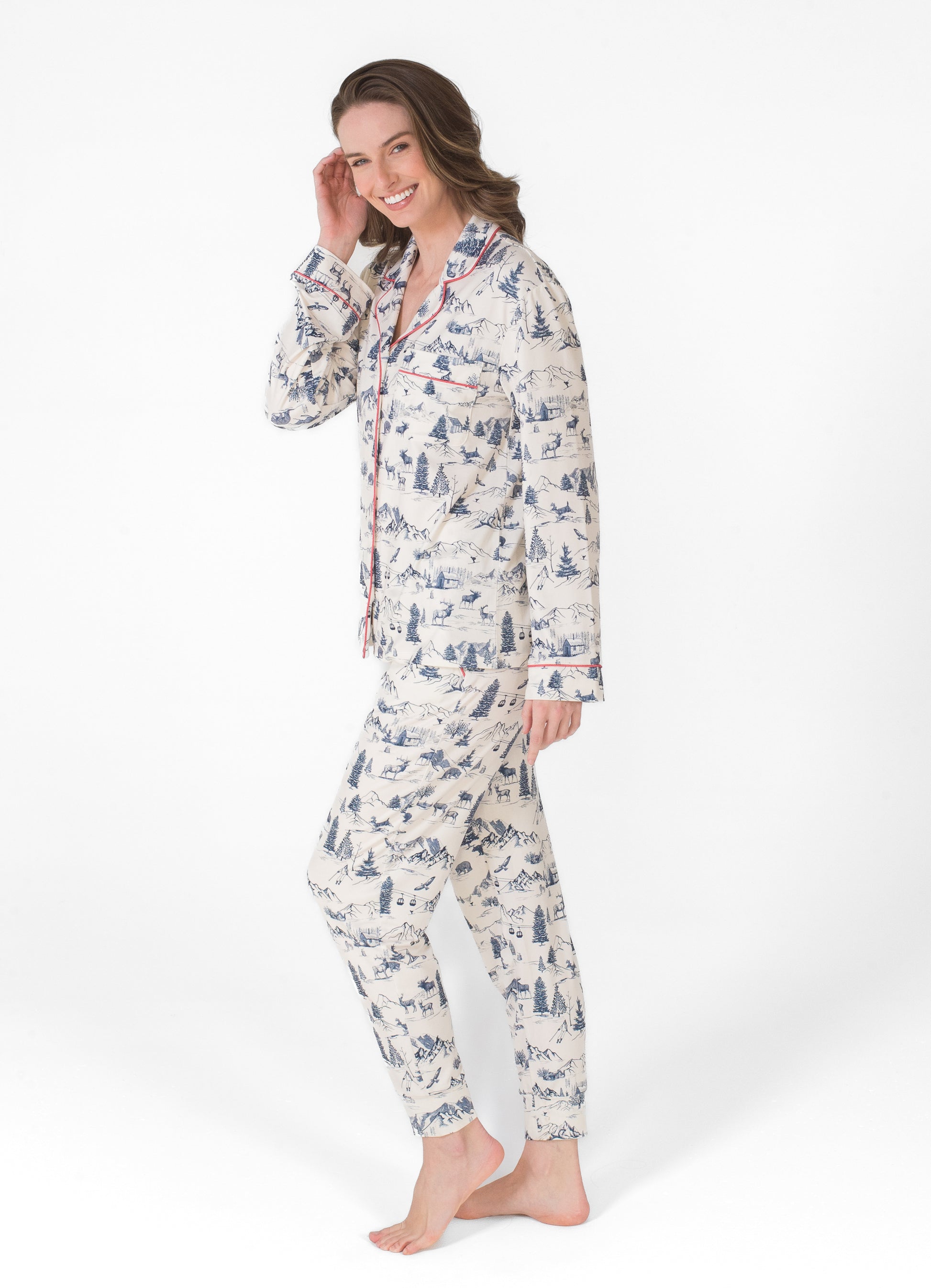 Notch Collar Top & Jogger Pajama Gift Set