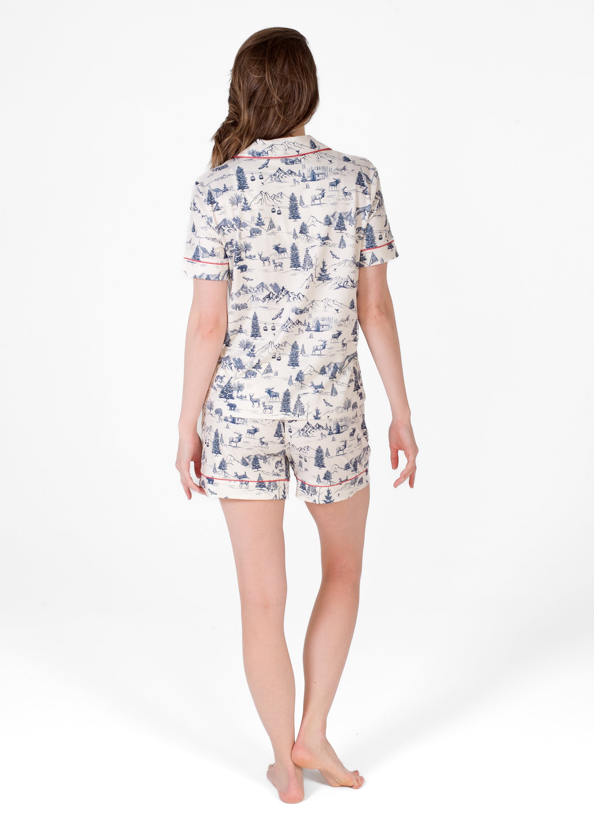 Short Sleeve Notch Collar Top & Short Pajama Gift Set
