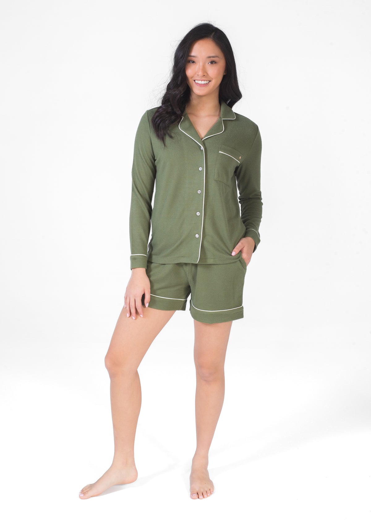 LS NOTCH COLLAR TOP & SHORT SET
