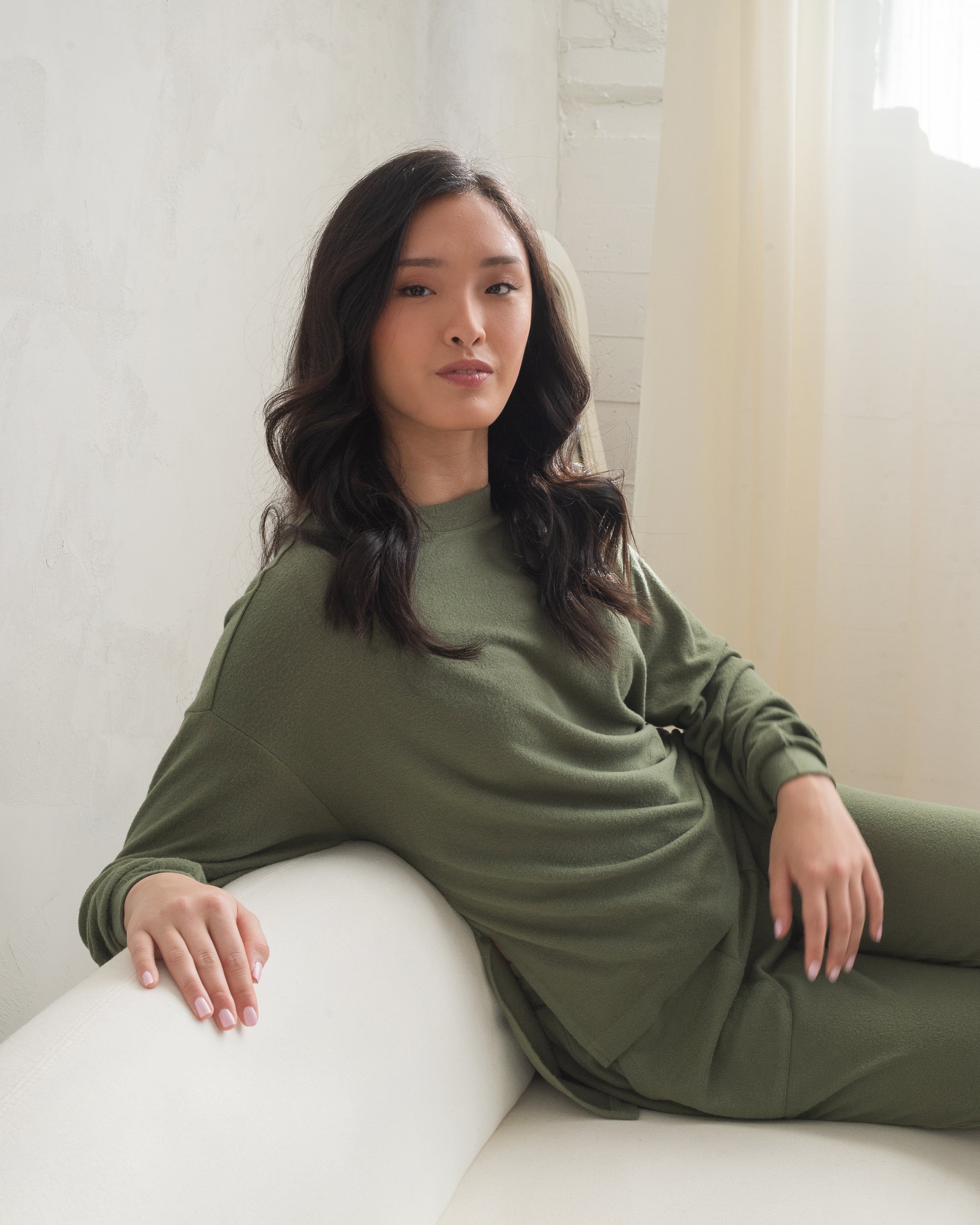 Long Sleeve Drop Shoulder Top & Jogger Set