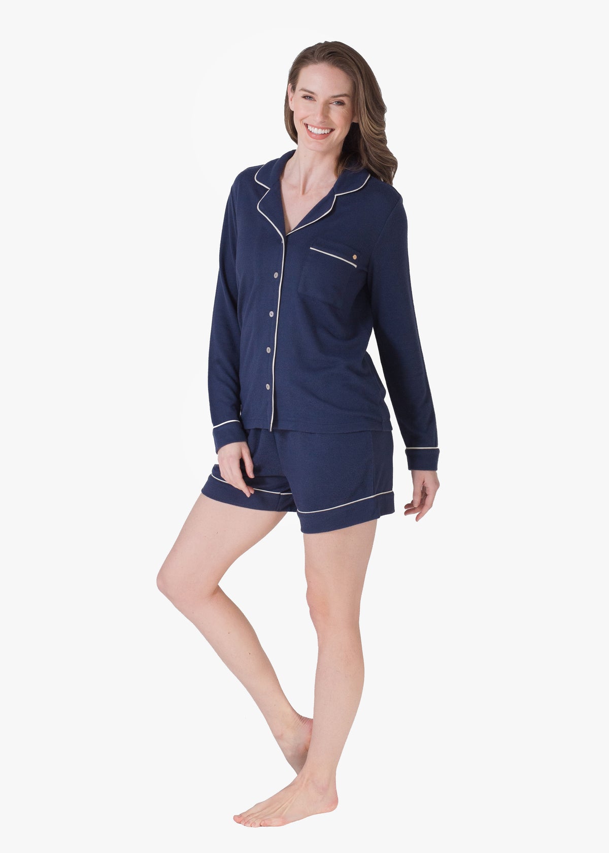 LS NOTCH COLLAR TOP & SHORT SET