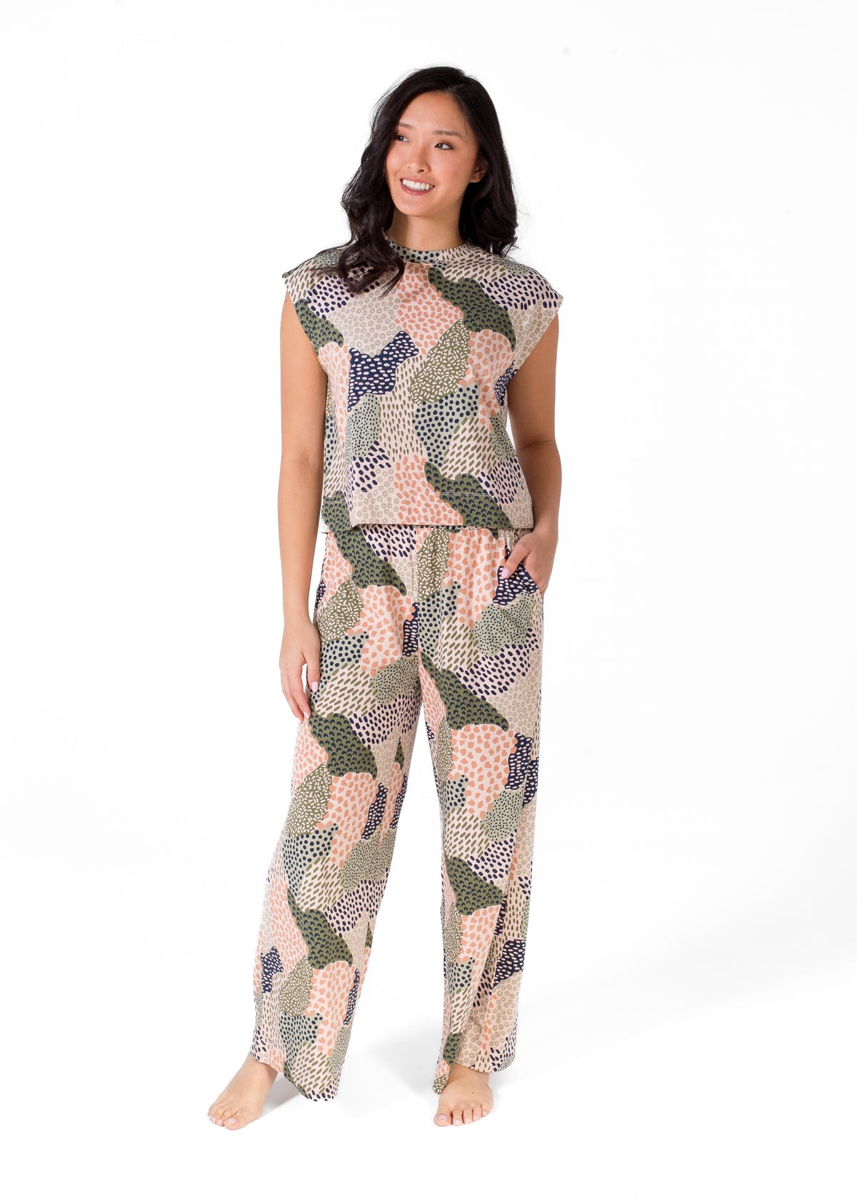 SL MOCK NECK TOP AND HIGH WAIST PANT SET