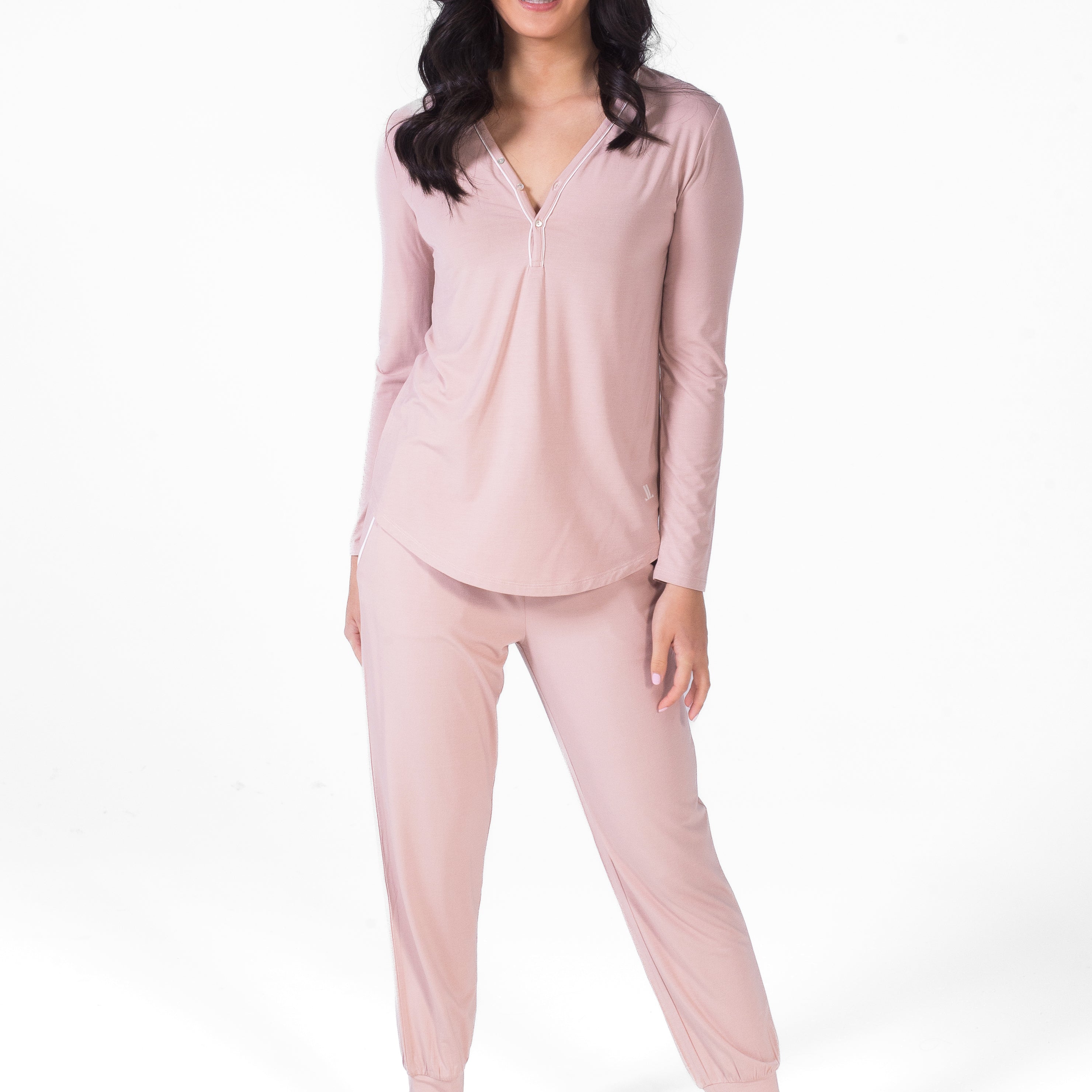 V-Neck Henley & Jogger Set