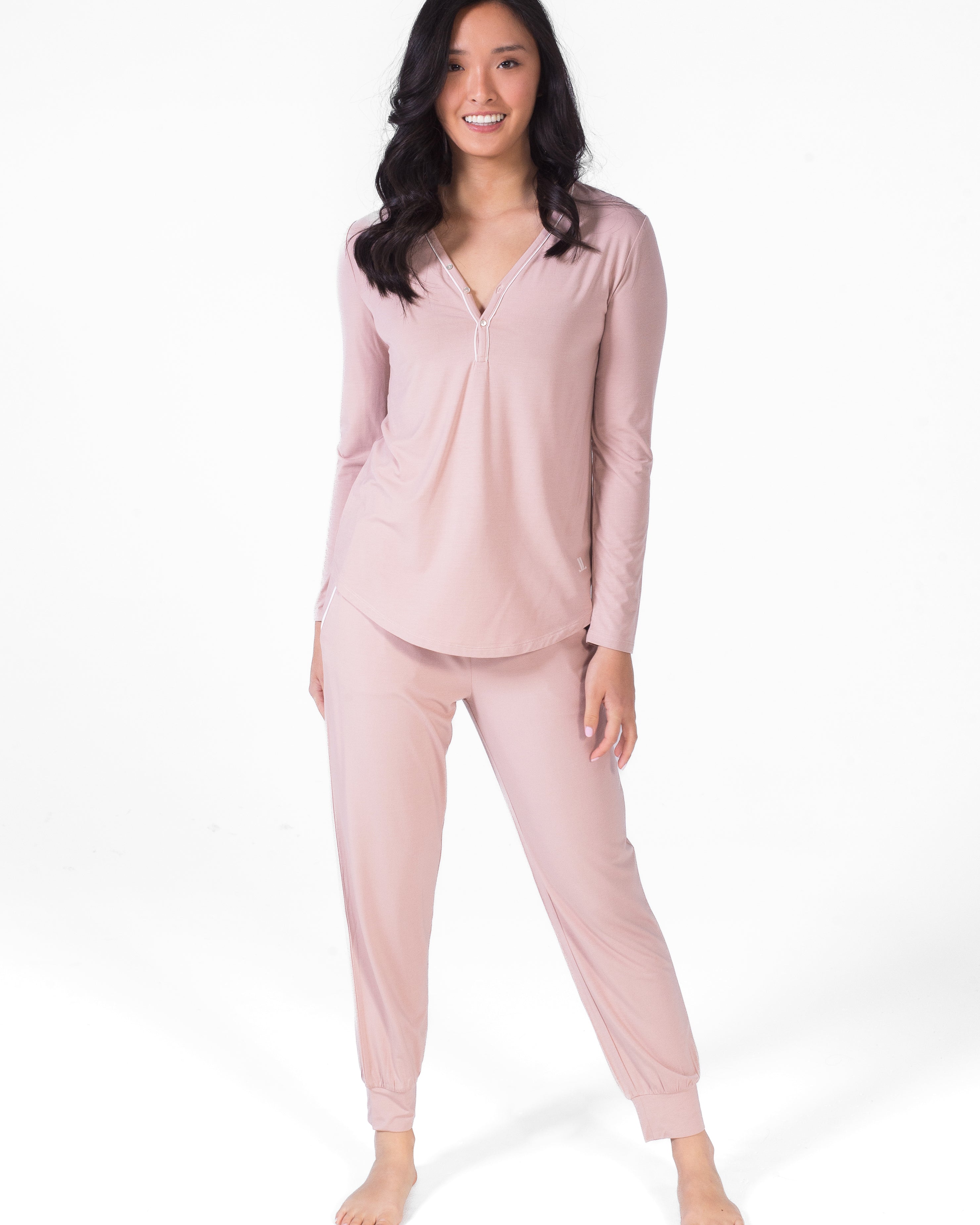 V-Neck Henley & Jogger Set
