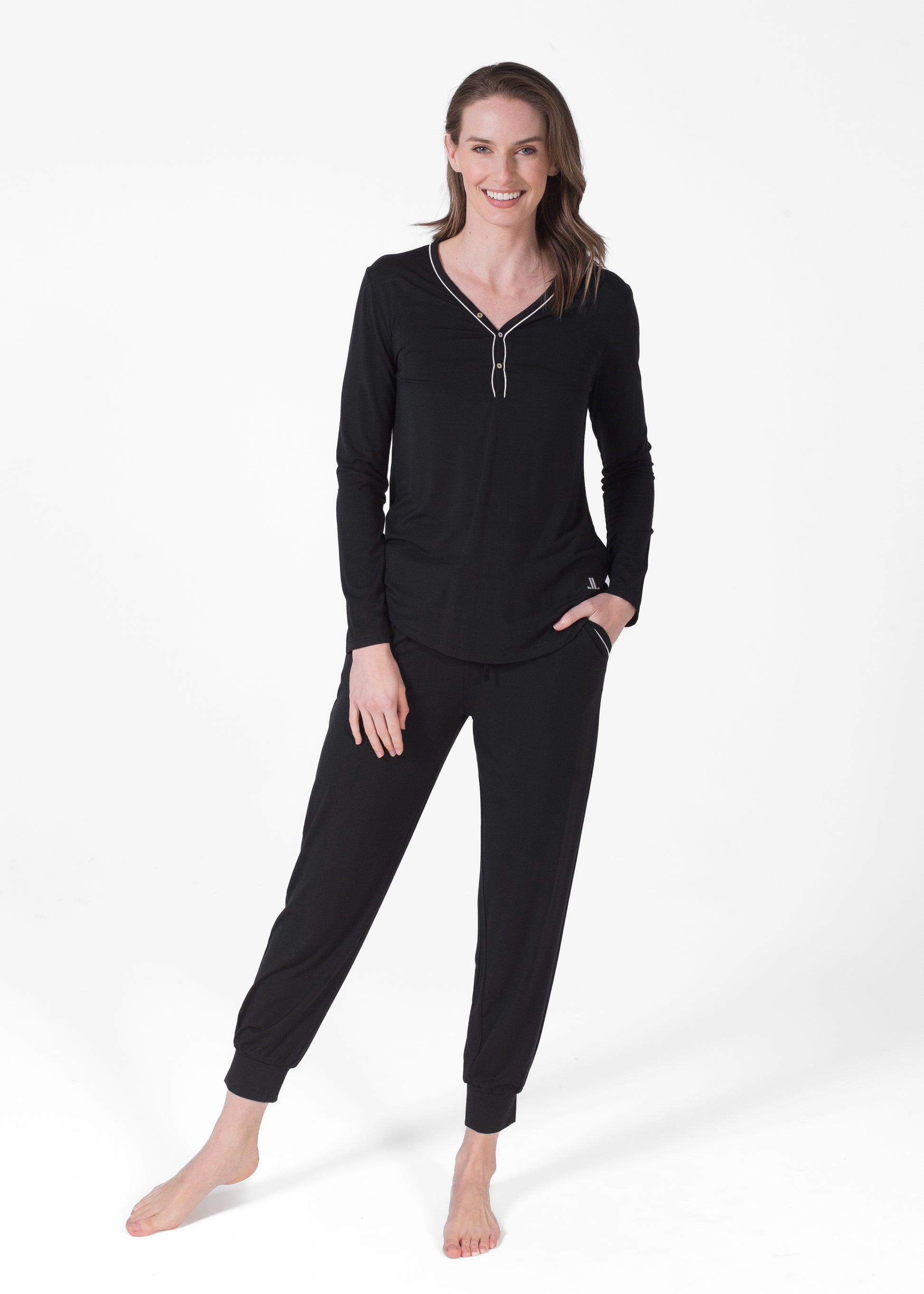 V-Neck Henley & Jogger Set