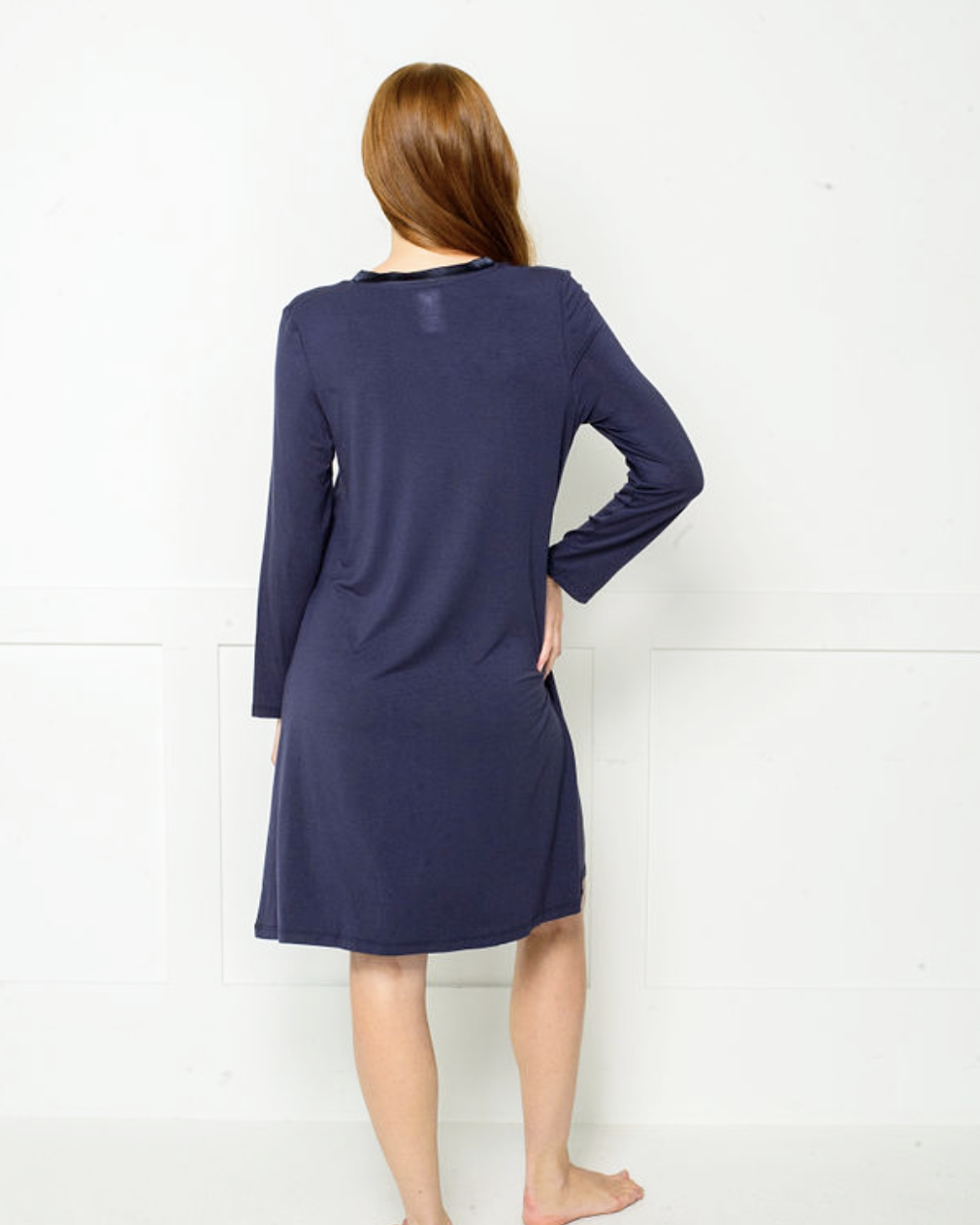 Rayon/Spandex Satin Trim Sleep Dress