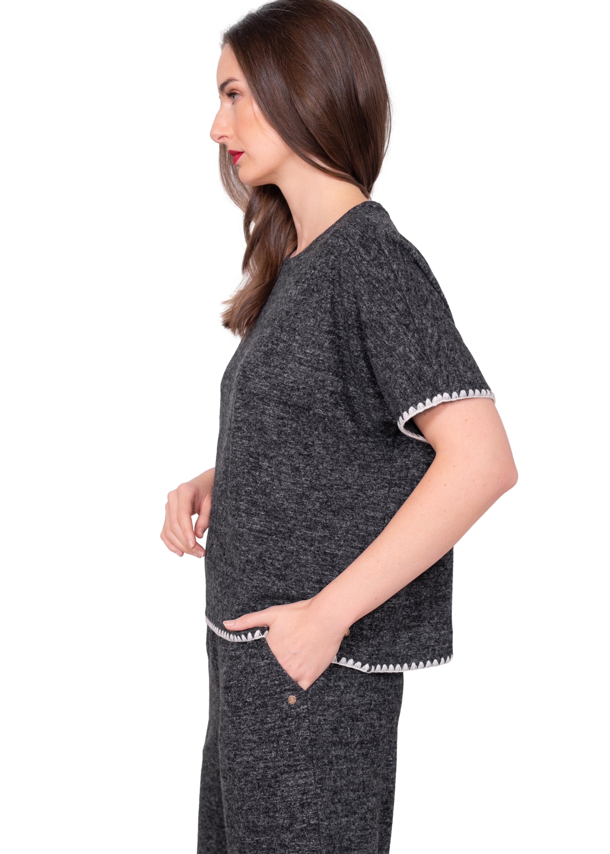 Brushed Blanket Stitch Lounge Tee