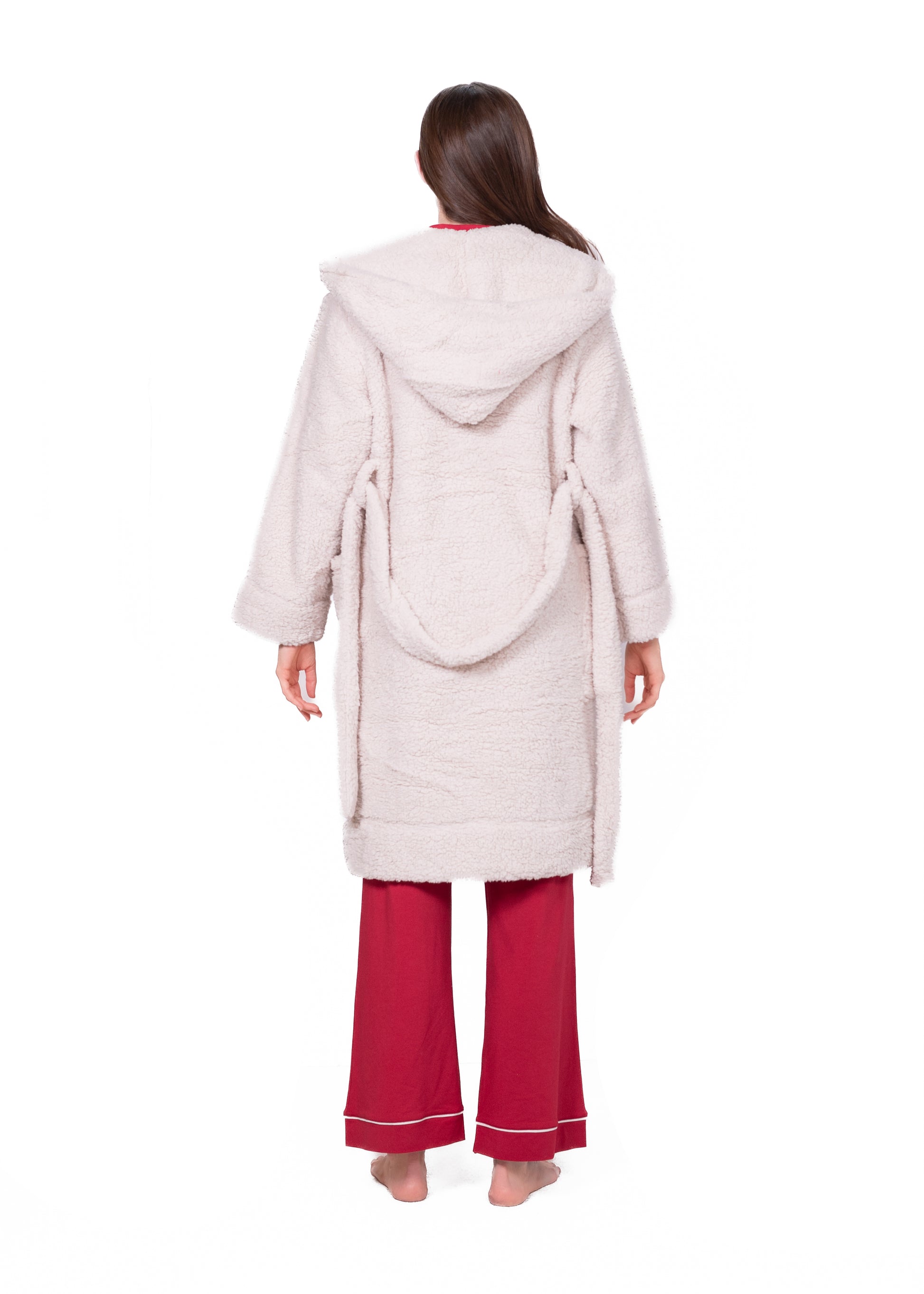 Mid-Length Sherpa Robe With Hood