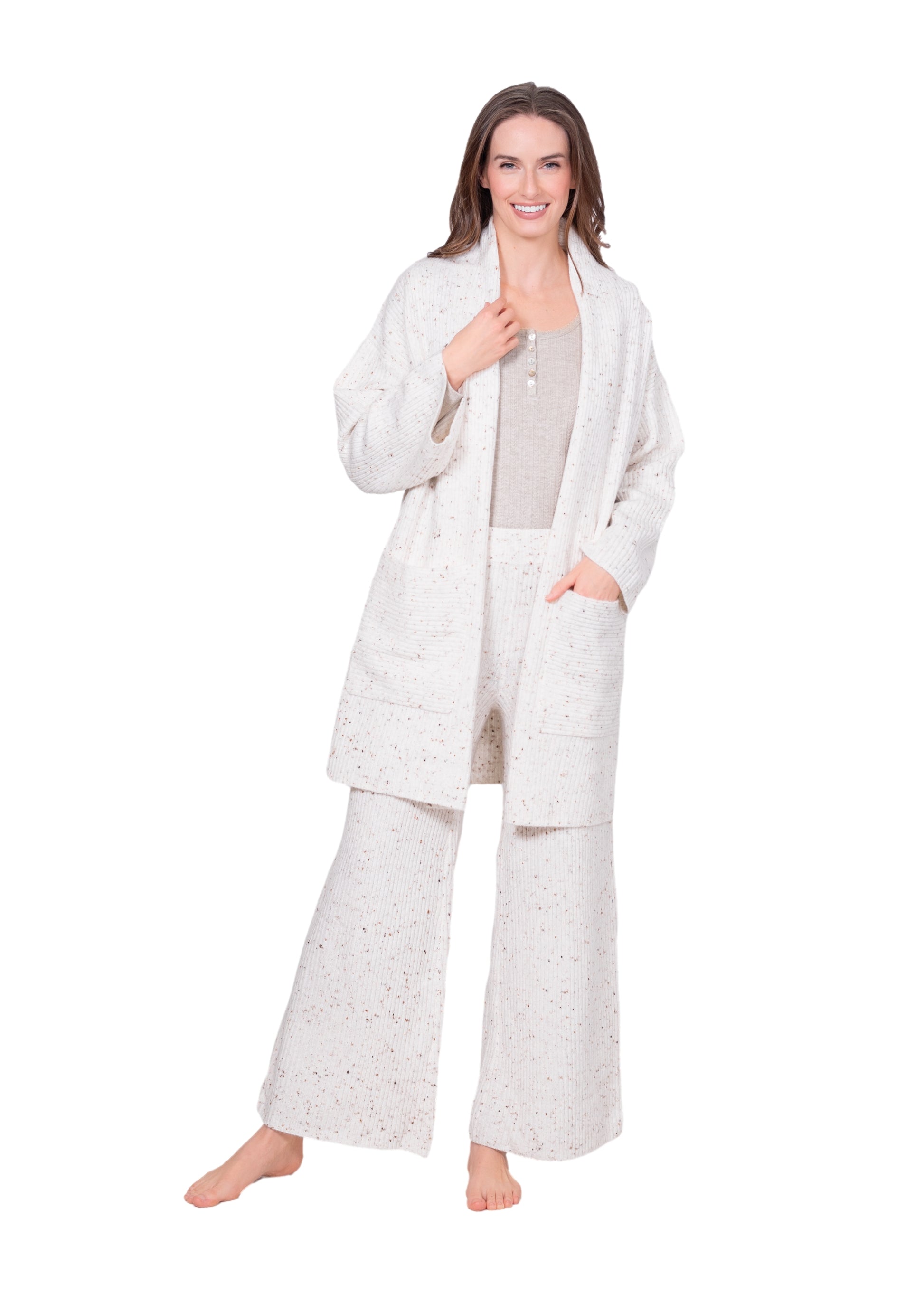 Textured Oversized Knit Cardigan with Pockets